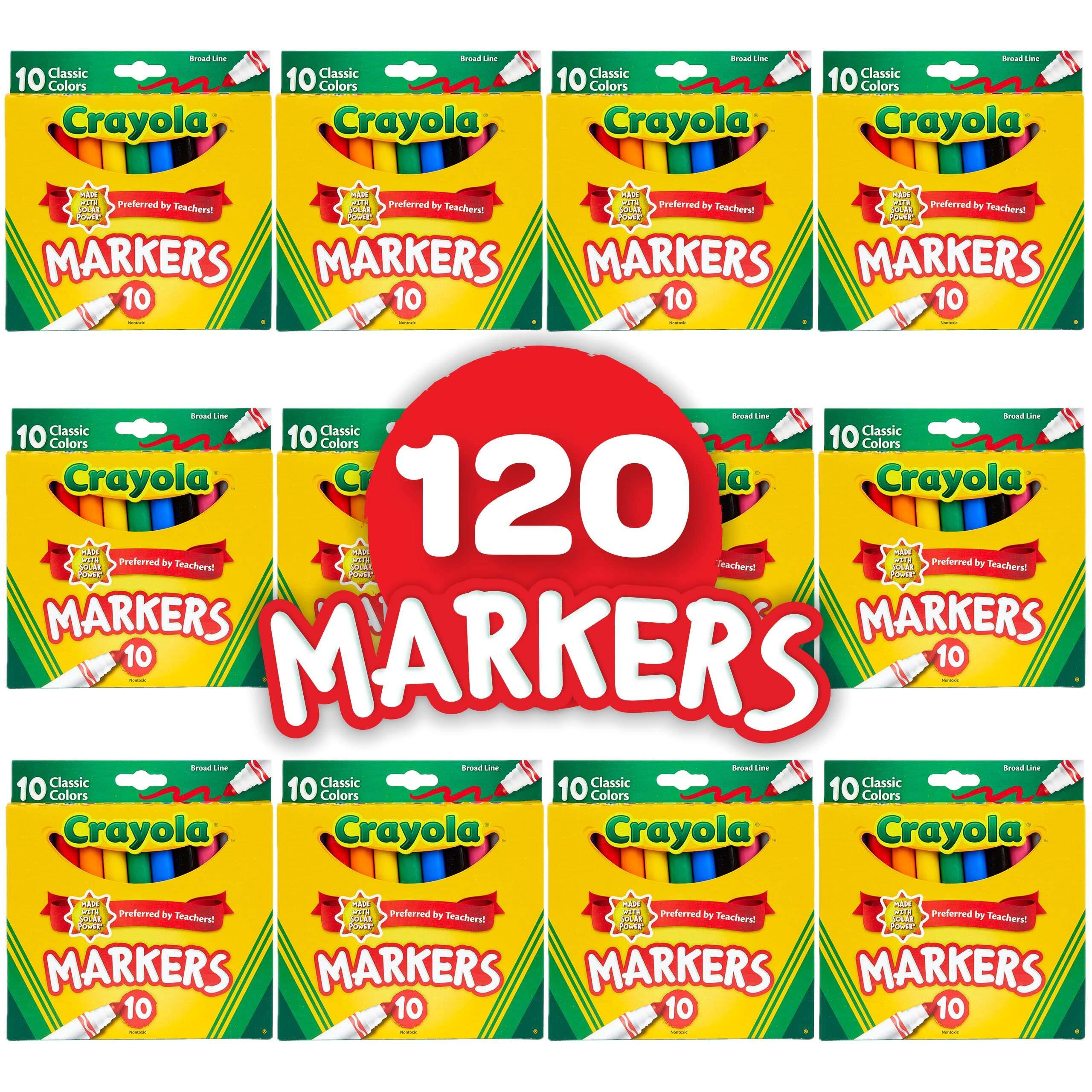 Crayola Broad Line Markers Bulk, 12 Marker Packs With 10 Colors