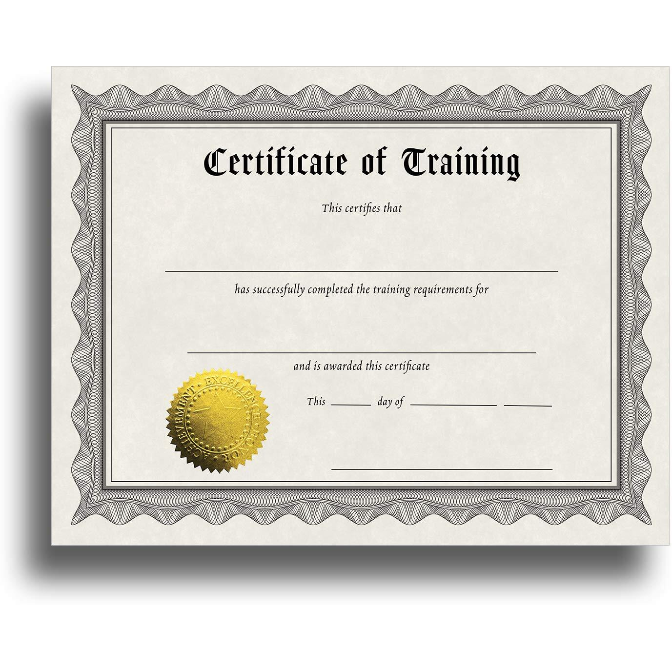 Certificate Of Training Certificate Paper With Embossed Gold Foil Seals - 30 Pack - Parchment Award Certificates For Students, Teachers, Employees - 8.5" X 11" Inkjet/Laser Printable