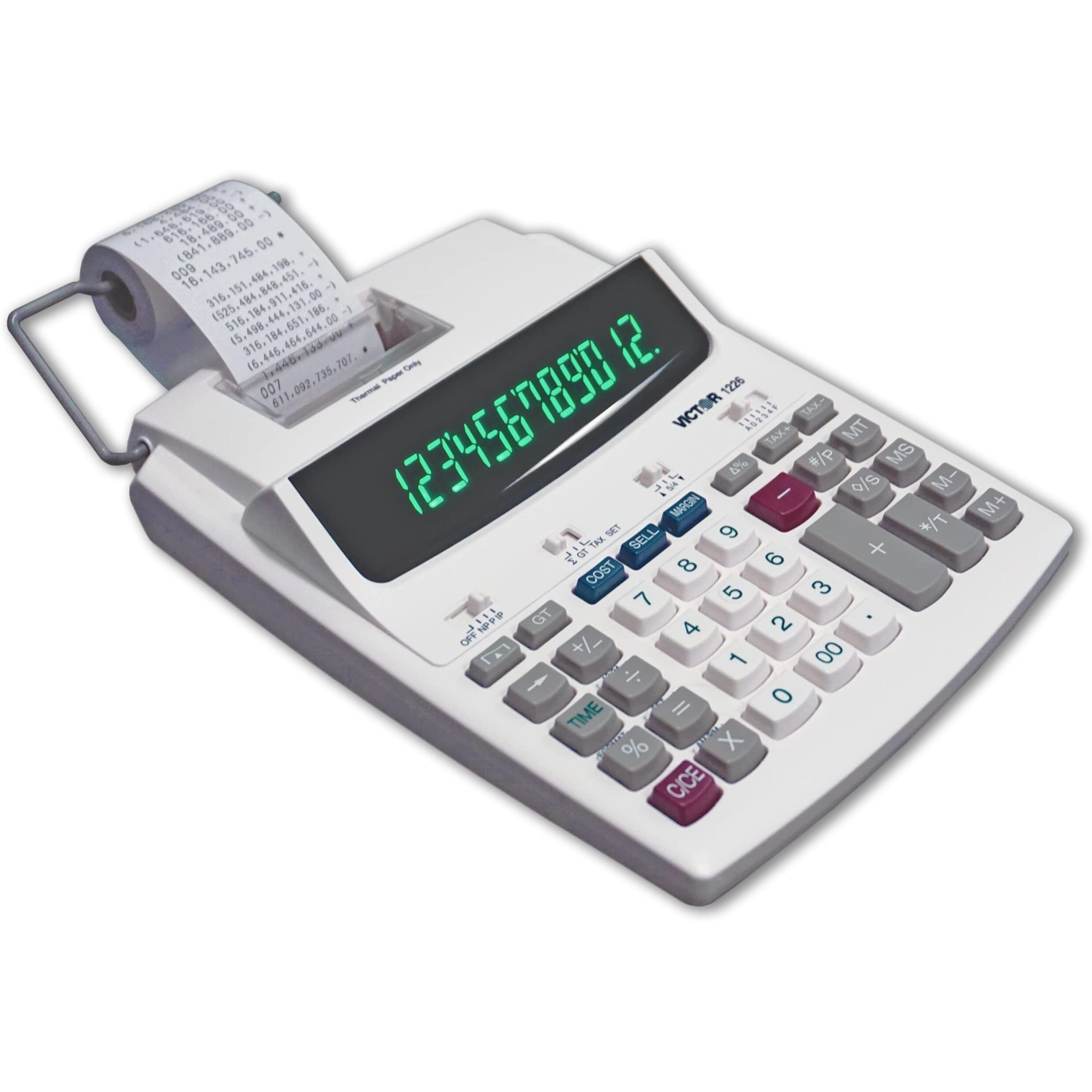 Victor 1226 Thermal Printing Calculator, 12-Digit Display, 8.0 Lps Printing Speed, Off-White