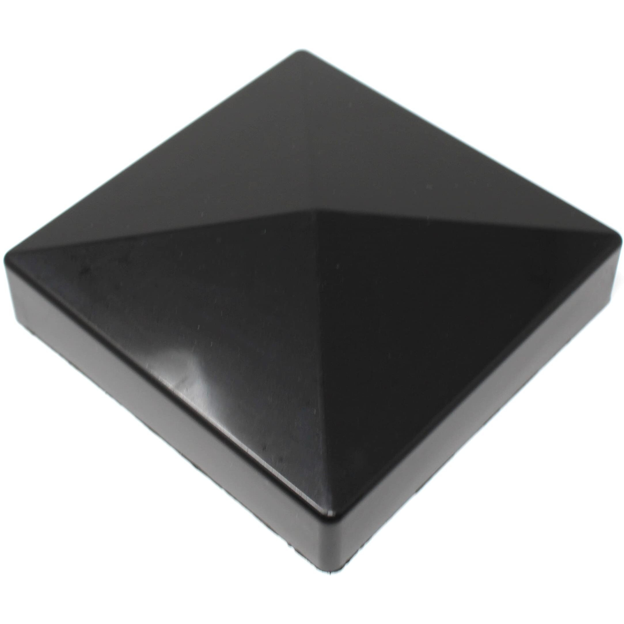 True 5X5 (127Mm X 127Mm) Plastic Pyramid Vinyl Fence Post Cap Black Or White Multiple Quantities For True Actual 5" X 5" Vinyl Posts (8, Black)