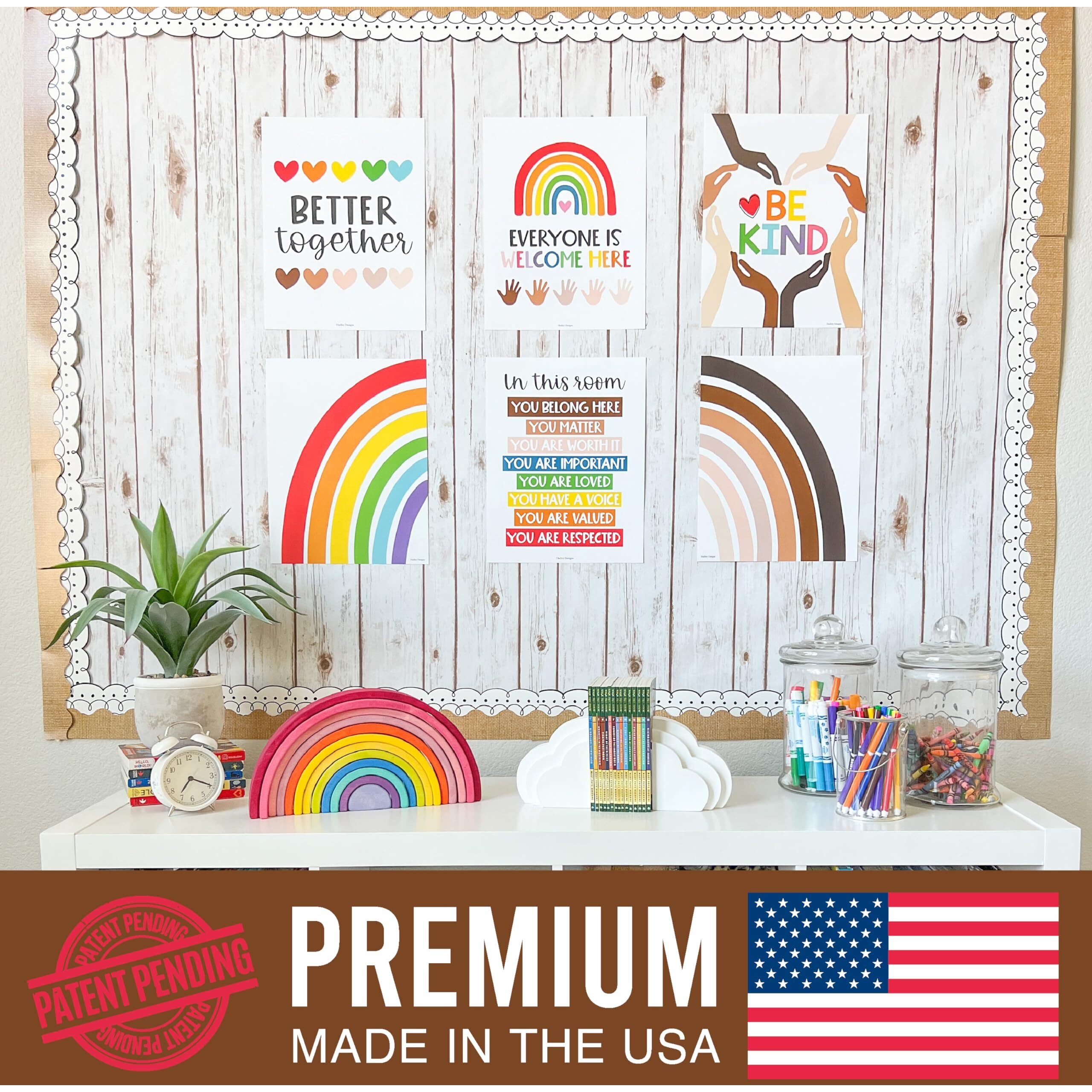 Hadley Designs 6 Rainbow Diversity Posters For Classroom, Everyone Is Welcome Here Sign, Safe Space Poster For Diversity Classroom Decor, Teacher Posters For Lgbtq Room Decor