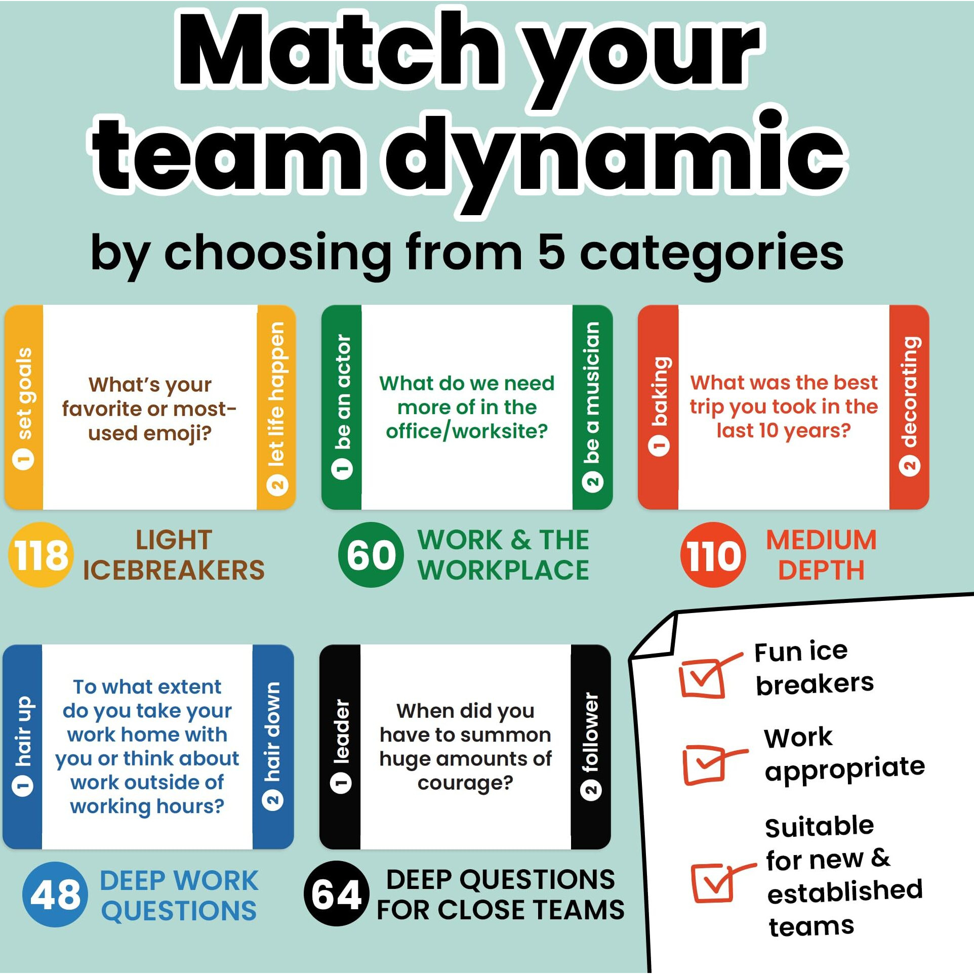 Prompta 400 Conversation Cards For Coworkers - Fun Icebreaker Teambuilding Game For Work