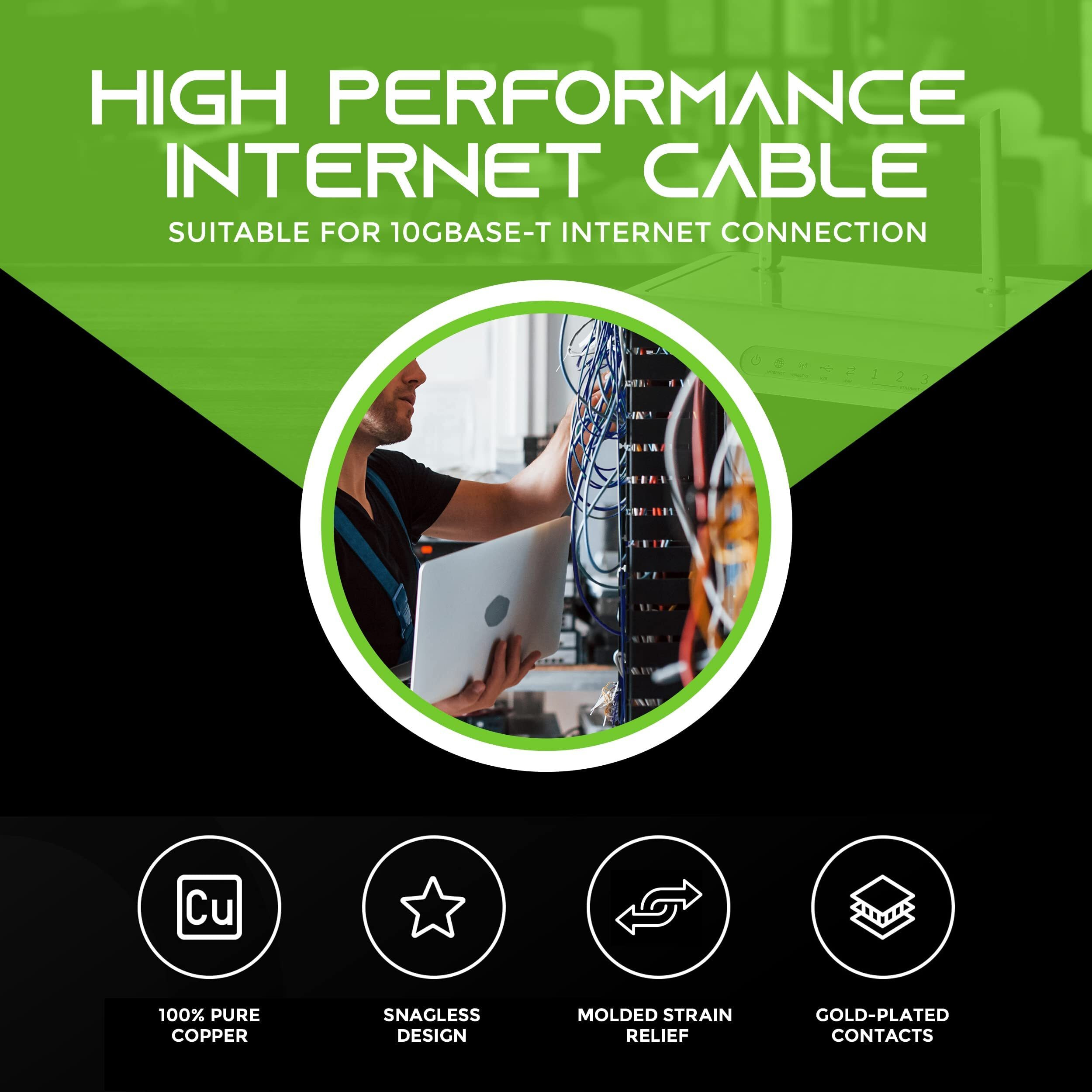 Gearit 10-Pack Cat6 Patch Cable 1 Foot Cat 6 Ethernet Cable Snagless Flexible Soft Tab - Preimum Series - Blue