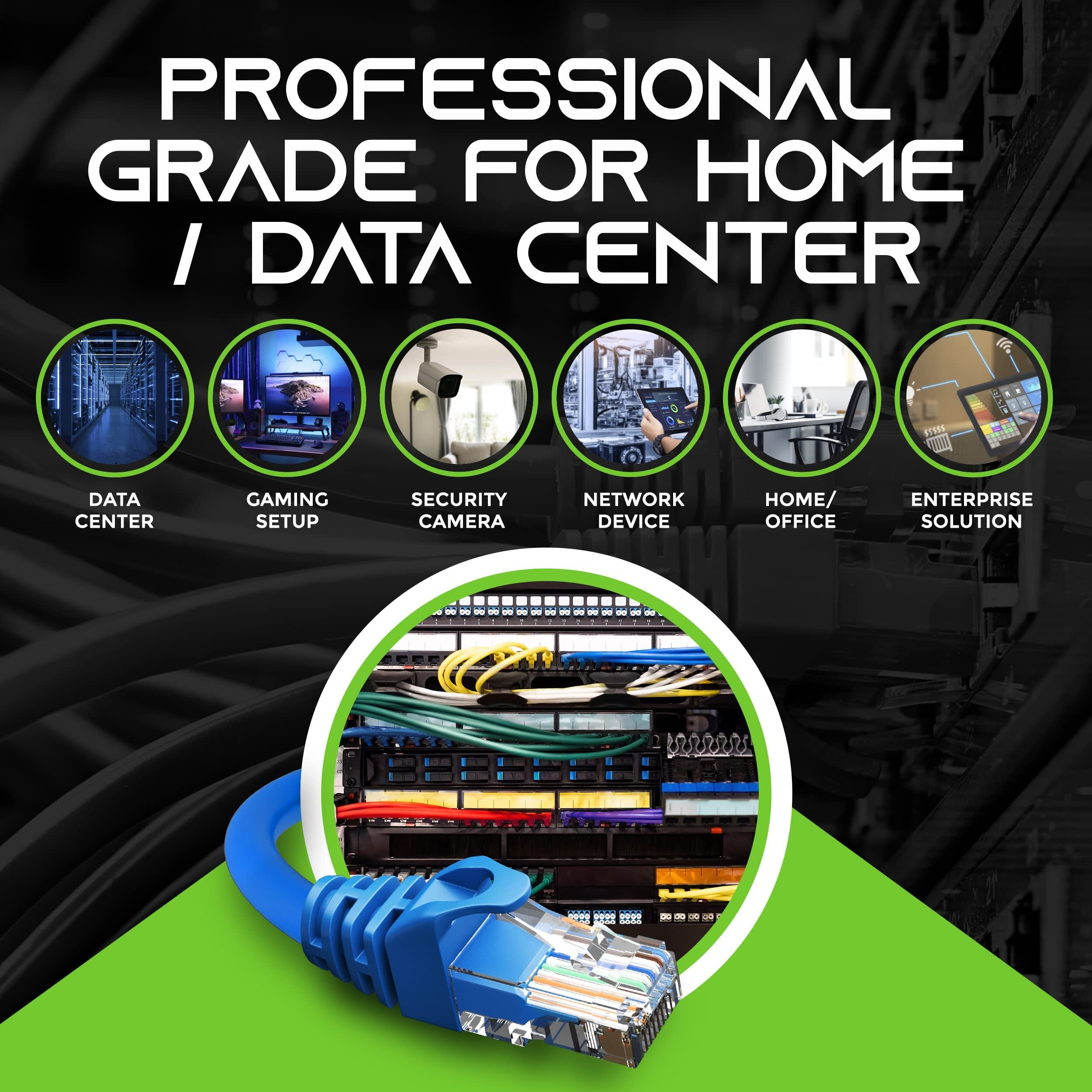 Gearit 10-Pack Cat6 Patch Cable 1 Foot Cat 6 Ethernet Cable Snagless Flexible Soft Tab - Preimum Series - Blue