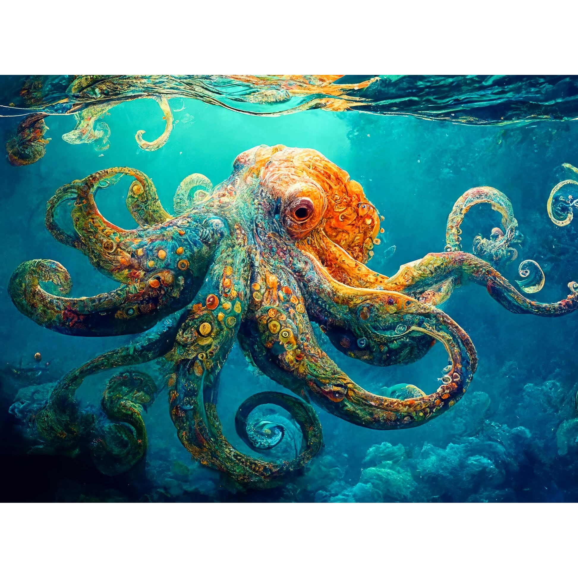 Deep Blue Octopus Odyssey Premium 1000-Piece Jigsaw Puzzle For Adults - Best New Eco-Friendly Marine Artwork Puzzle - Unique Brain Teaser, For Puzzle Enthusiasts By Cross & Glory
