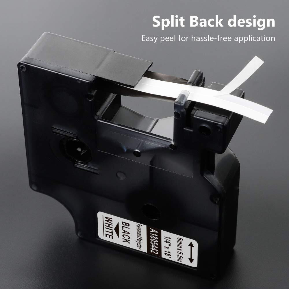 Aonomi Compatible Industrial Label Tape Replacement For Dymo 1805442 Permanent Polyester Label Tapes For Dymo Rhino 3000, 4200, 5000, 5200, 6000 Label Maker, Black On White, 1/4&quotX 18',3-Pack
