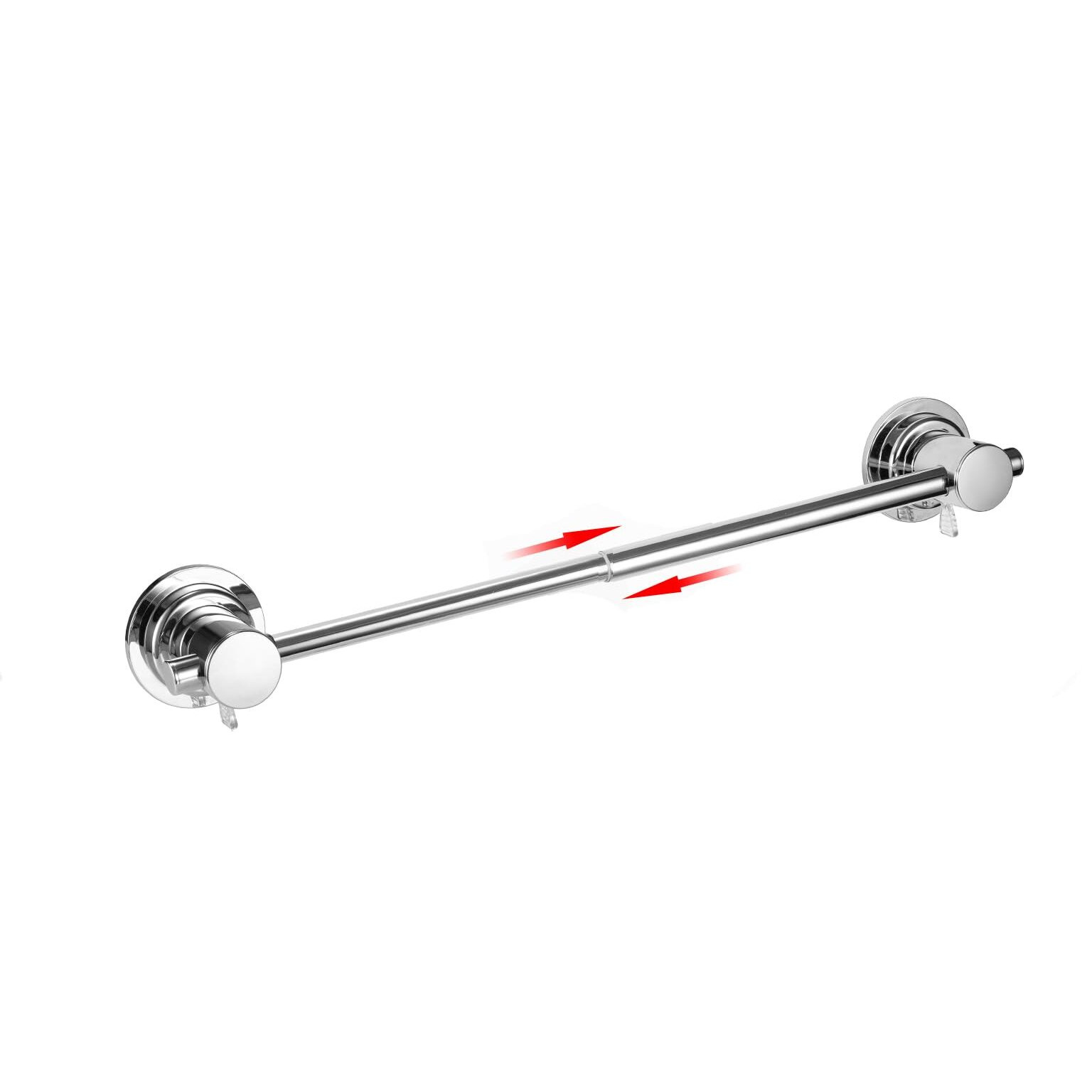 Jiepai Extendable 18-30 Inch Suction Cup Towel Bar,Bath Shower Towel Holder Shower Door Adhesive Towel Bar Suction Towel Rack (Suction Cup, Chrome)