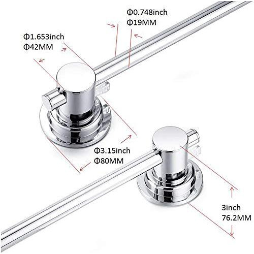 Jiepai Extendable 18-30 Inch Suction Cup Towel Bar,Bath Shower Towel Holder Shower Door Adhesive Towel Bar Suction Towel Rack (Suction Cup, Chrome)