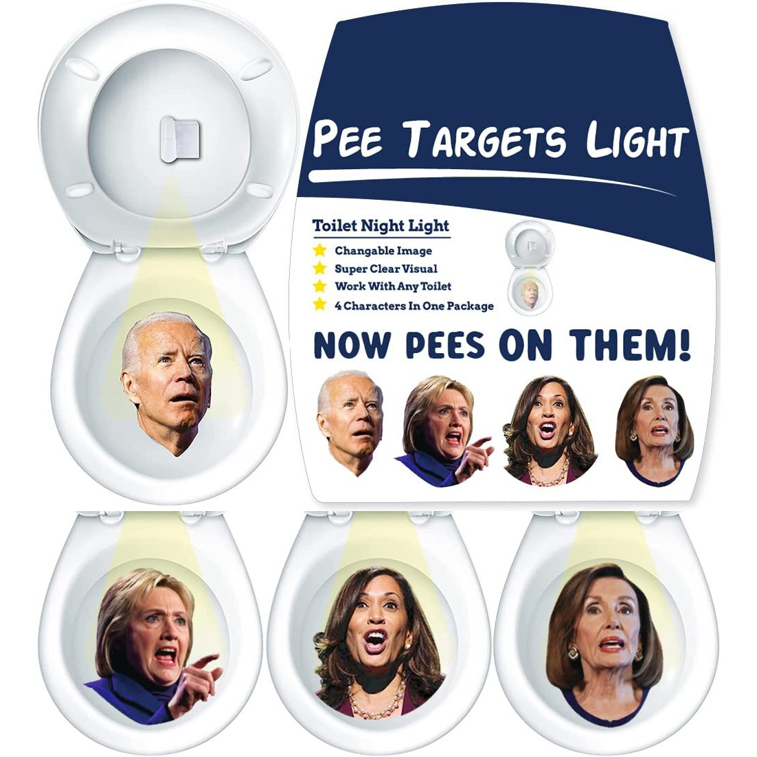 Biden Toilet Light Projector With High Definition Democratic Images, Funny Gag Gift For Adults, Men - Hilary Harris Pelosi