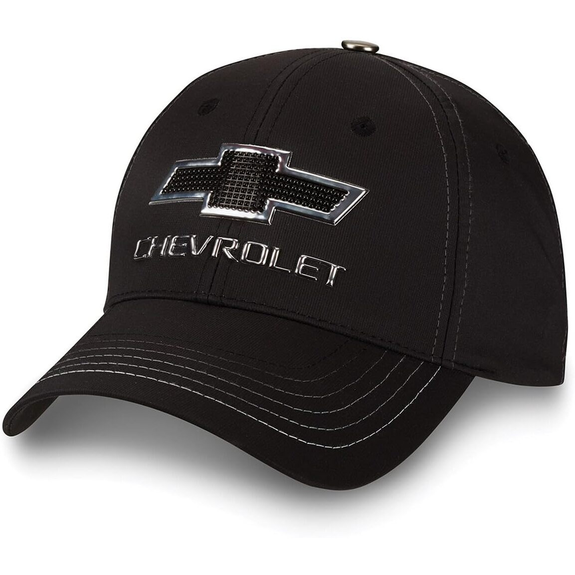 Chevy Truck Black/Silver Metallic Badge Logo Cap New Chevrolet Bowtie Hat