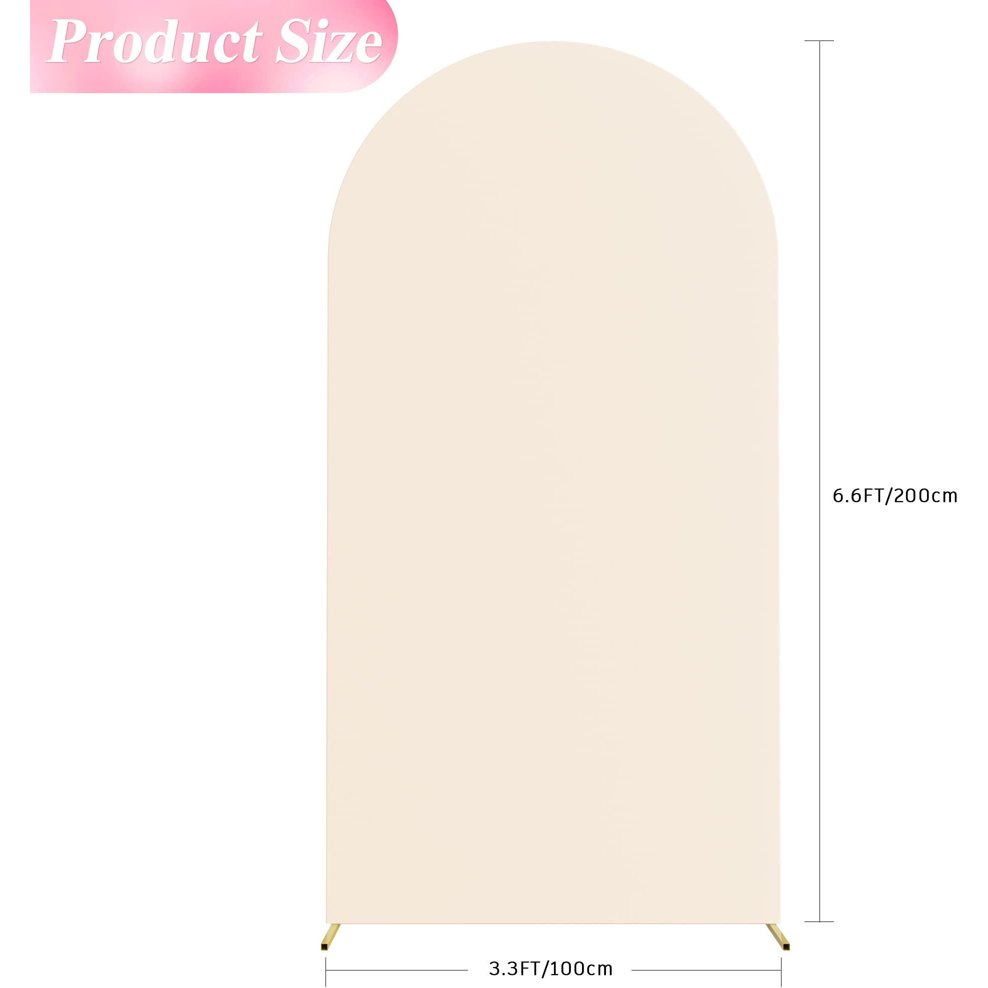 Wokceer 6.6Ft Wedding Arch Cover Spandex Fitted Wedding Arch Stand Covers Round Top Chiara Arch Backdrop Cover For Birthday Party Ceremony Banquet Decoration Beige