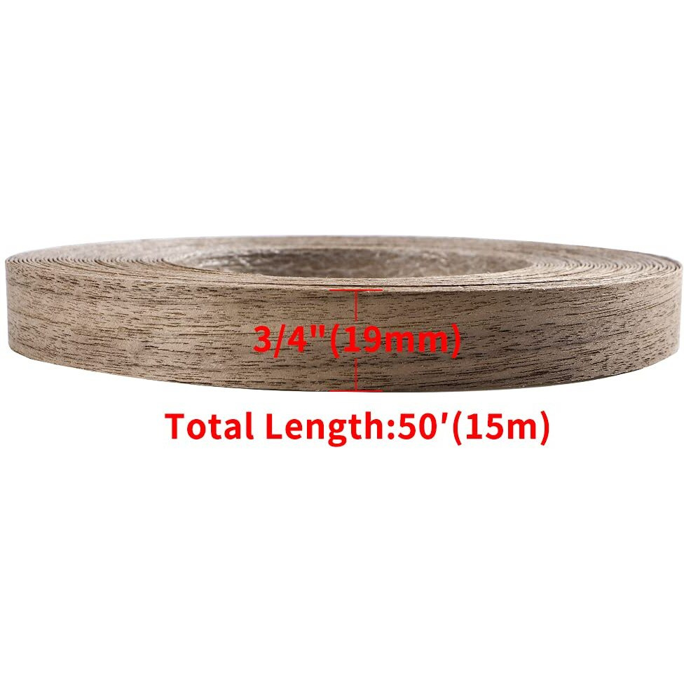 Moligou Walnut Wood Veneer Roll, 3/450 Plywood Edge Banding Strips, Flexible Veneer Edging With Adhesive Back