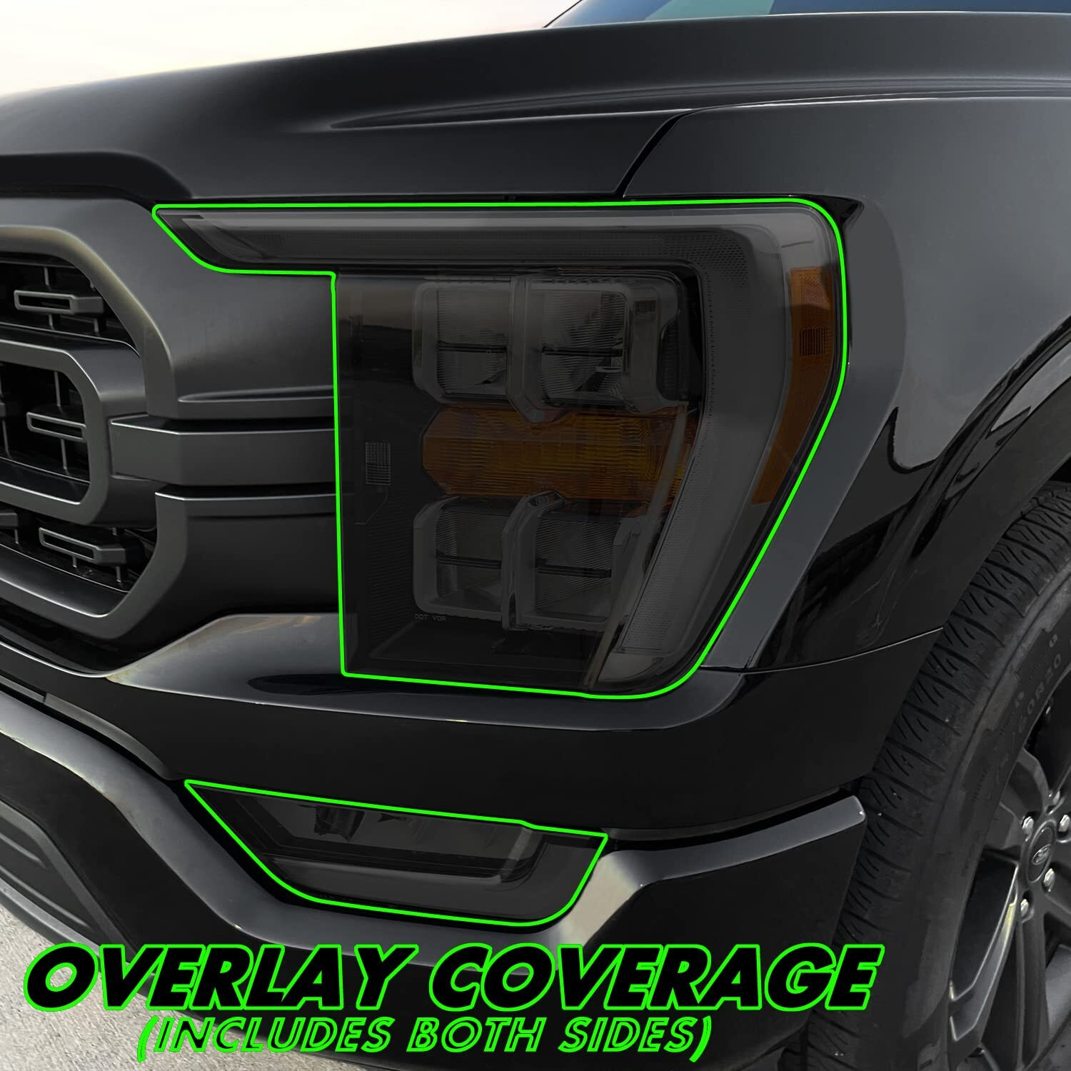 Slickmod Precut Vinyl Smoke Tint For 2021-2023 Ford F150 Headlight (20% Dark Smoke, 1. Headlight)