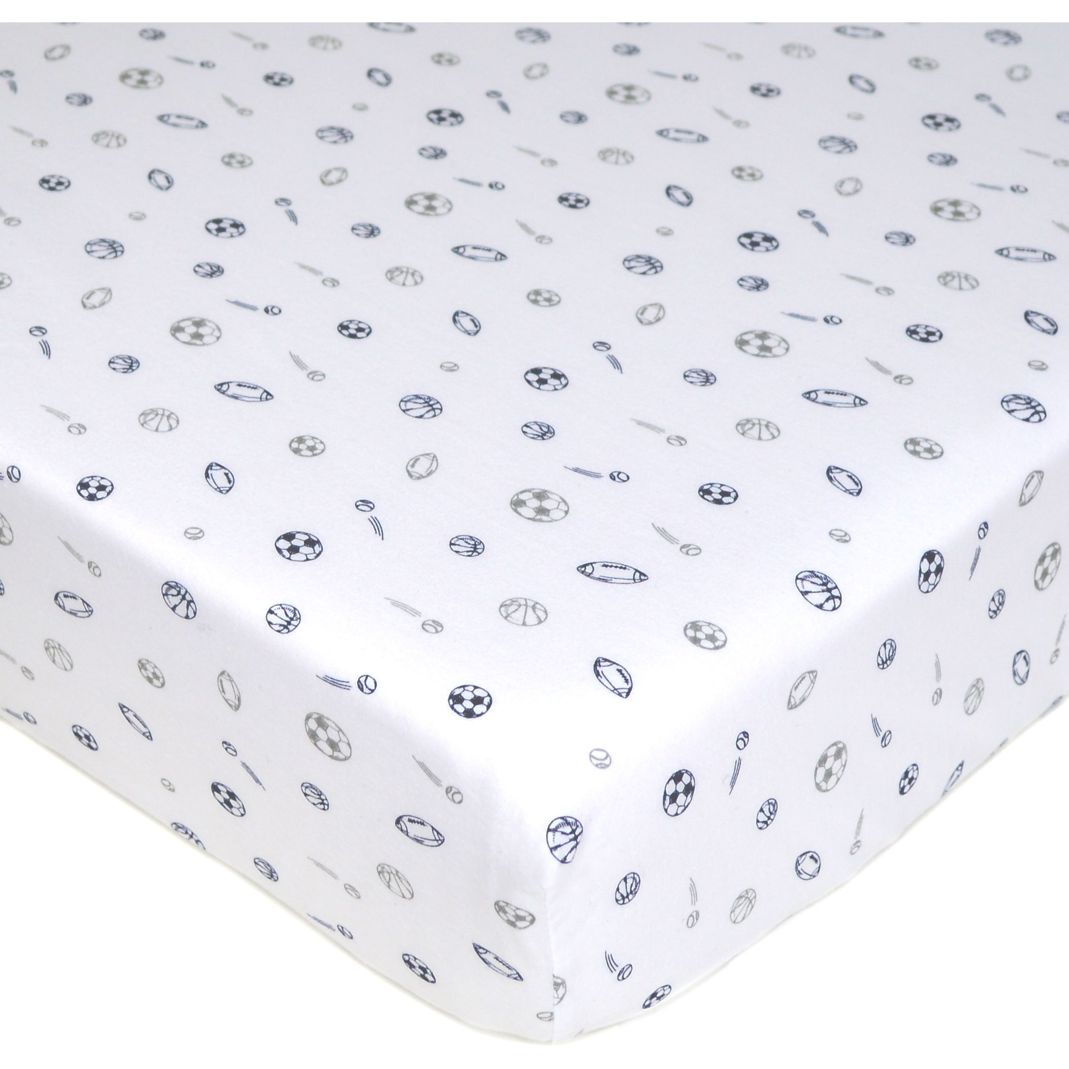 American Baby Company Fitted Crib Sheet 28" X 52", Soft Breathable Neutral 100% Cotton Jersey Sheet, Navy/Gray Sports, For Boys And Girls, Fits Crib And Toddler Bed Mattresses