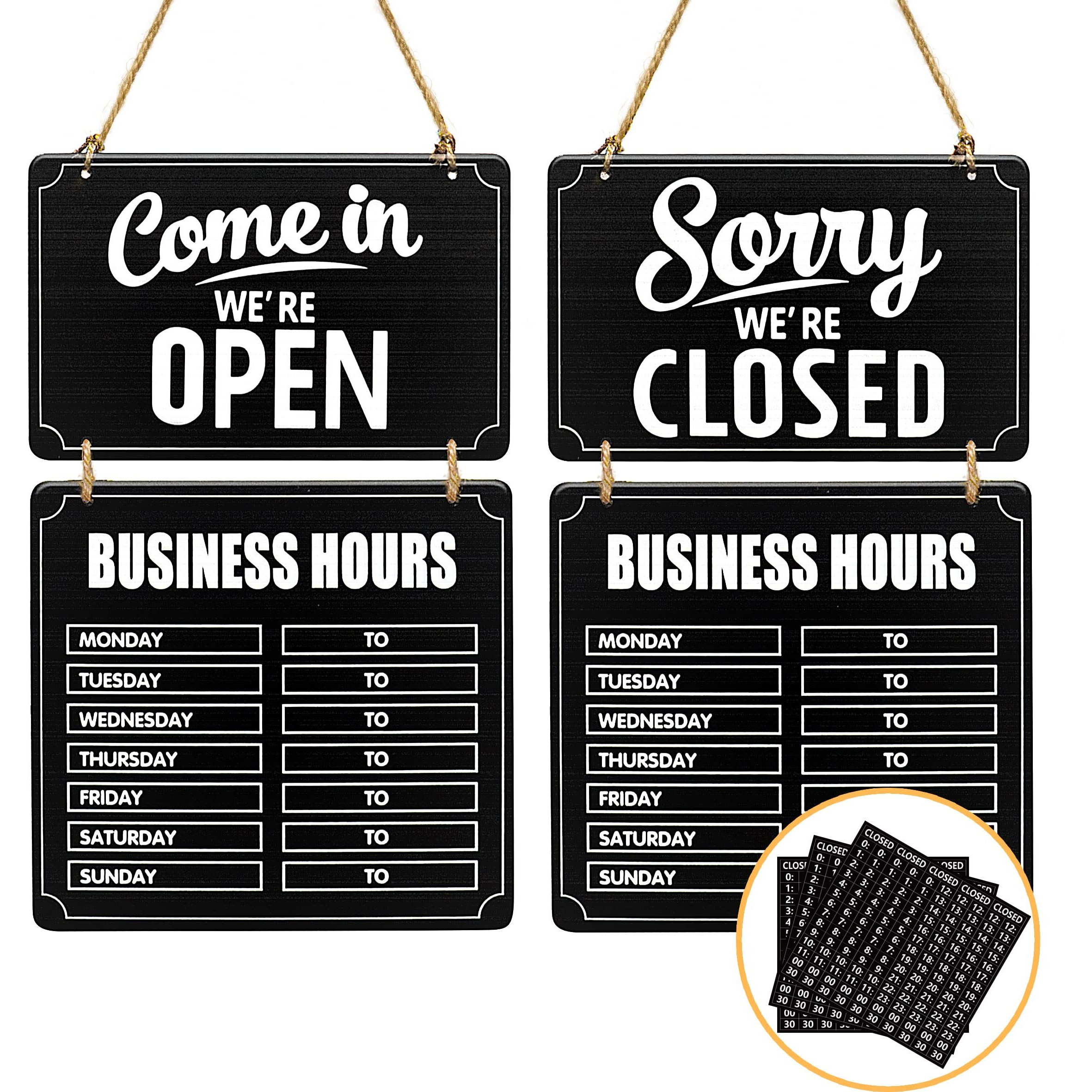 Lesnala Business Hours Sign, Hanging Open And Closed Sign, Store Hours Signs For Business Wooden Store Open And Closed Double Sided With Hours Stickers For Coffee Bar Shop Door Window Restaurant