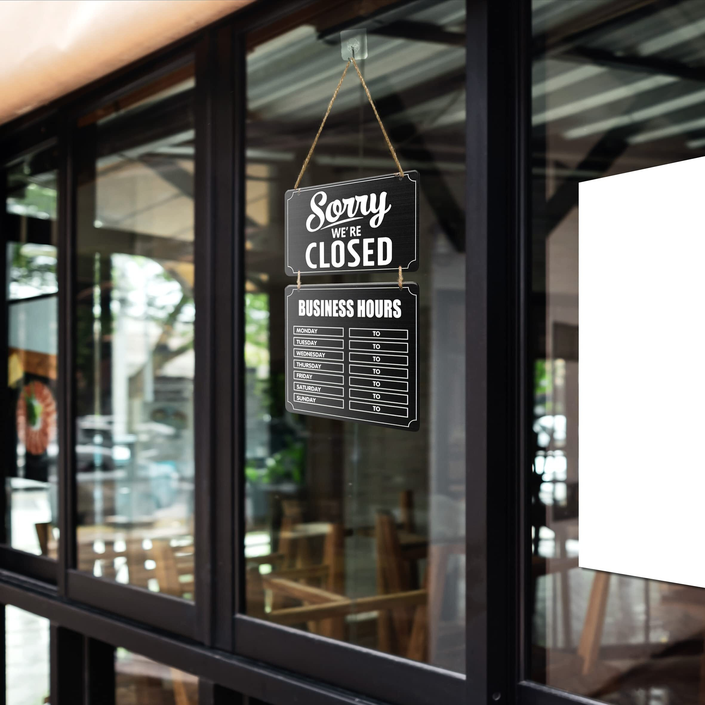Lesnala Business Hours Sign, Hanging Open And Closed Sign, Store Hours Signs For Business Wooden Store Open And Closed Double Sided With Hours Stickers For Coffee Bar Shop Door Window Restaurant