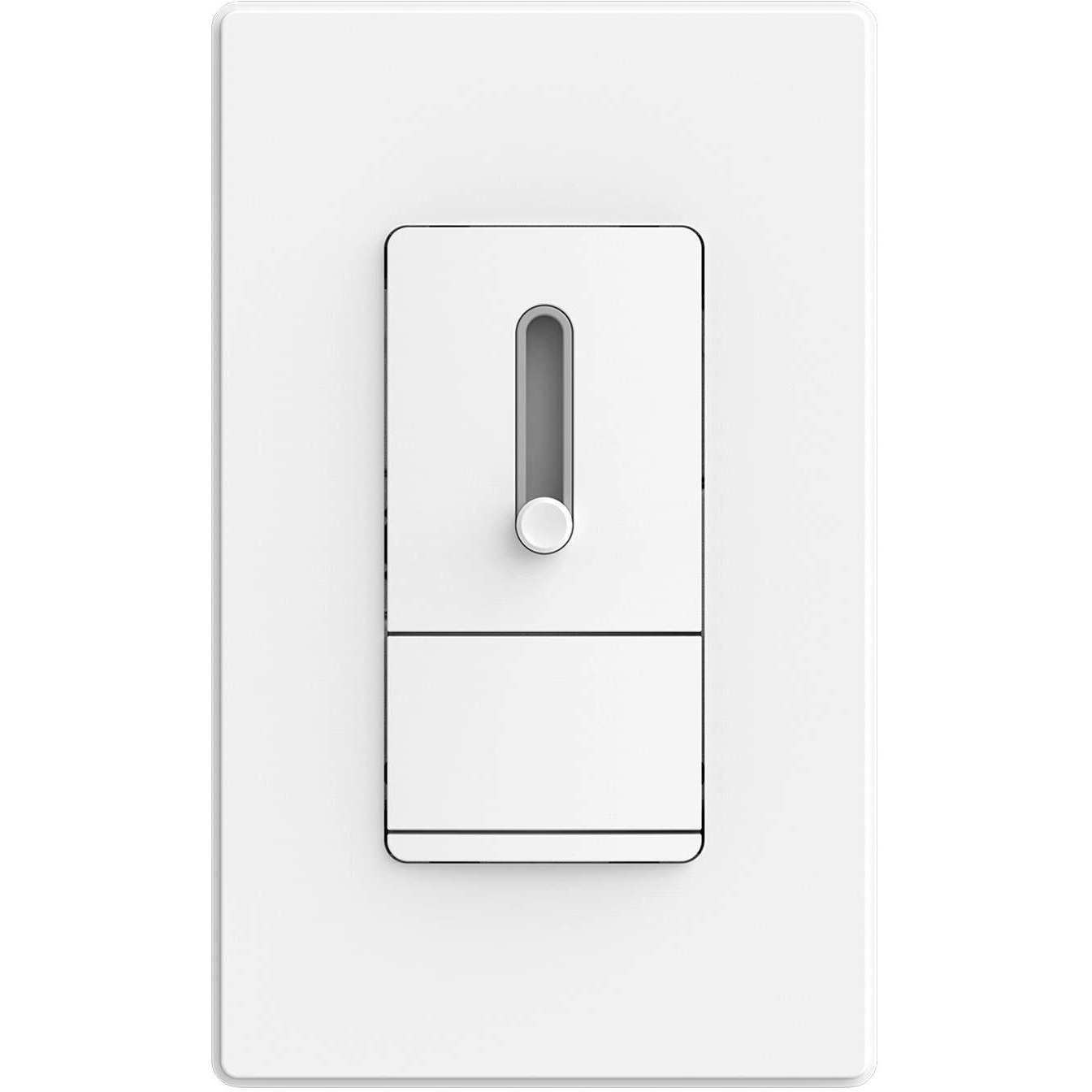 Elegrp Slide Dimmer Switch For Dimmable Led, Cfl And Incandescent Light Lamp Bulbs, Single Pole Or 3-Way, Full Control With Preset, Rocker Paddle, Wall Plate Included, Ul Listed (1 Pack, Matte White)