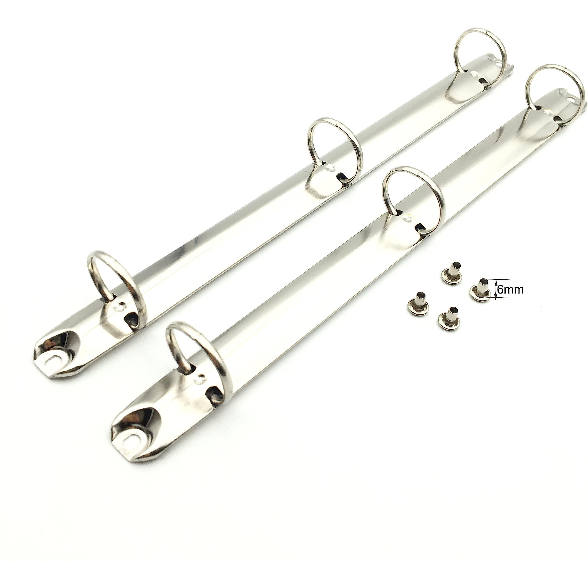 Shuokecrafts 2Pcs Metal Standard Letter Size Notebook 3-Ring Binder Mechanism Replacement Kit,3 O Rings,Loose Leaf Binding Spines Combs For Personal Organizers Planners (Silver)