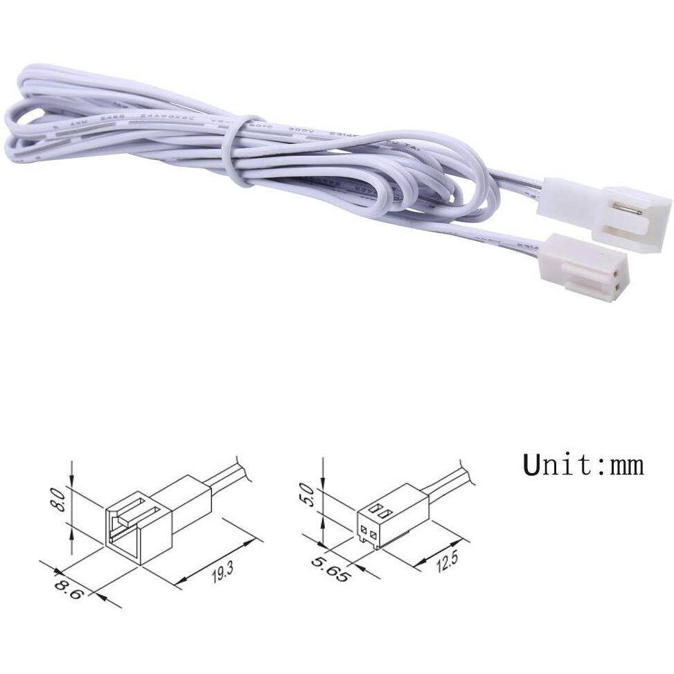 Flexible Extendable Cables For Aiboo Led Under Cabinet Lighting Kit White Cord 60 Inch Extension Cords (2-Pin White Cords, 4 Packs)