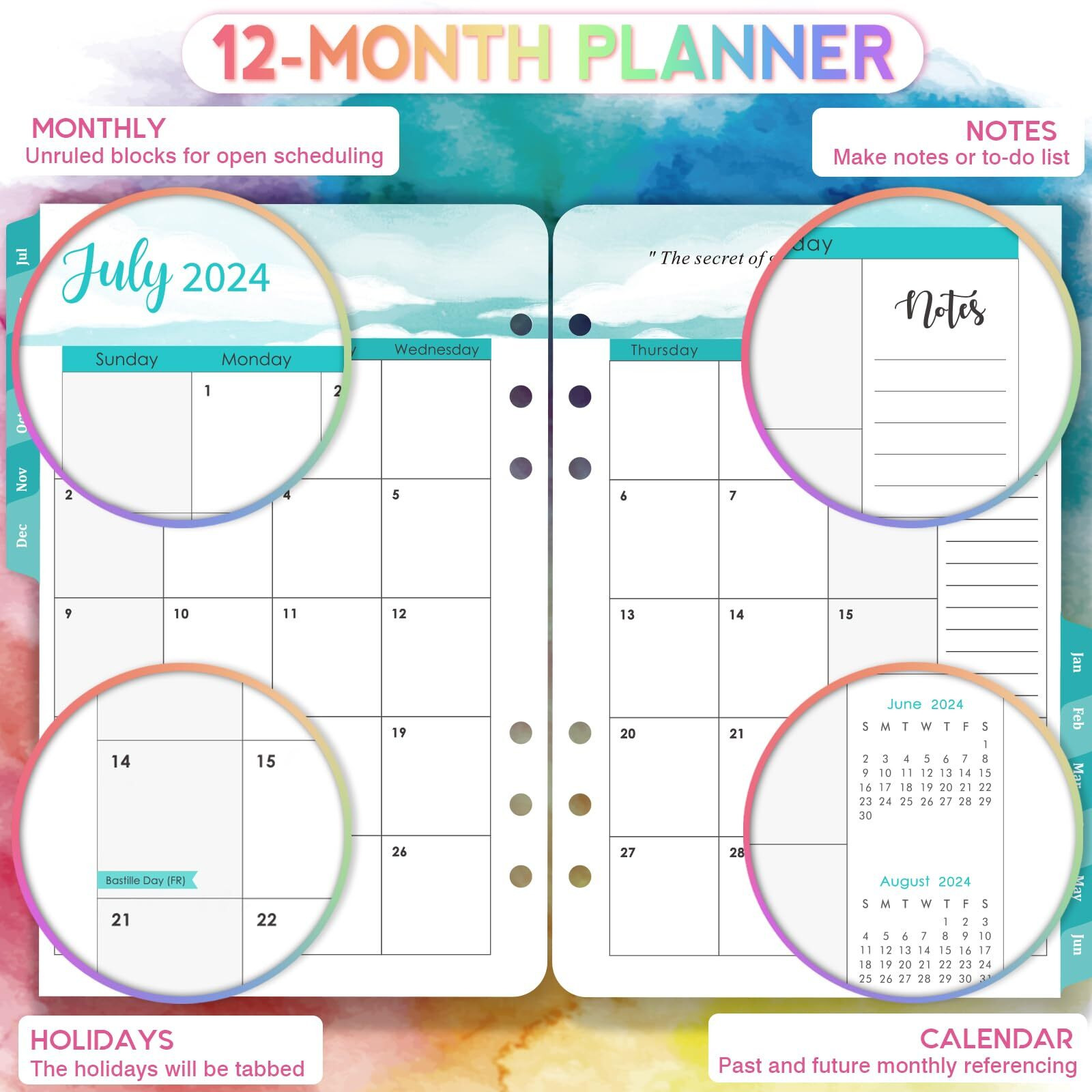 2024-2025 Planner Refills - Planner Refills 2024-2025 From Jul 2024 - Jun 2025, 5.5 X 8.5 Inch, 7 Holes, 2024-2025 Weekly & Monthly Planner Refills