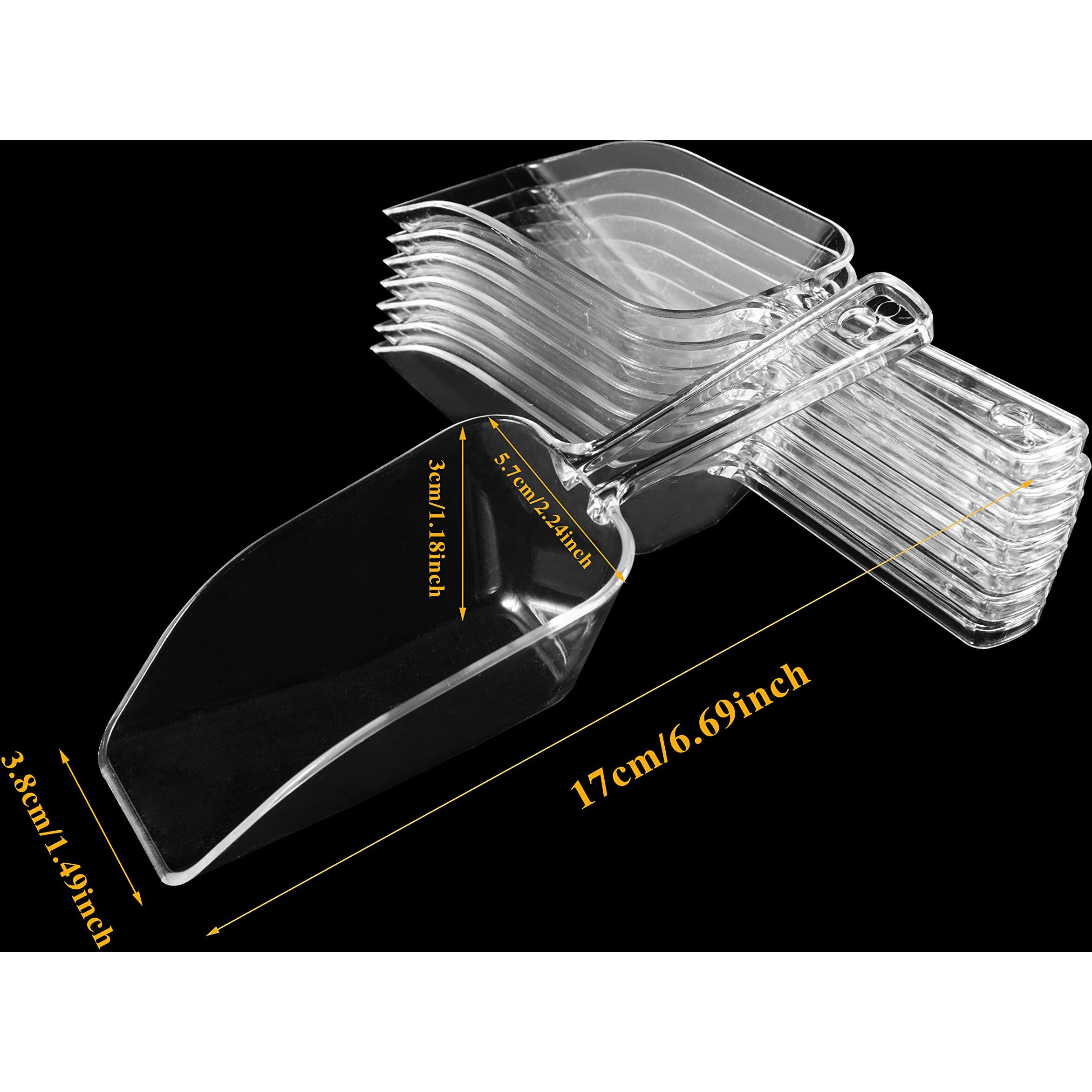 Hqleshui 10 Pieces Plastic Serving Tongs Mini Kitchen Tongs Kitchen Tongs Utility And 10 Pieces Plastic Kitchen Scoops Clear Ice Scoop Mini Clear Buffet Scoop For Candy Dessert Buffet Ice