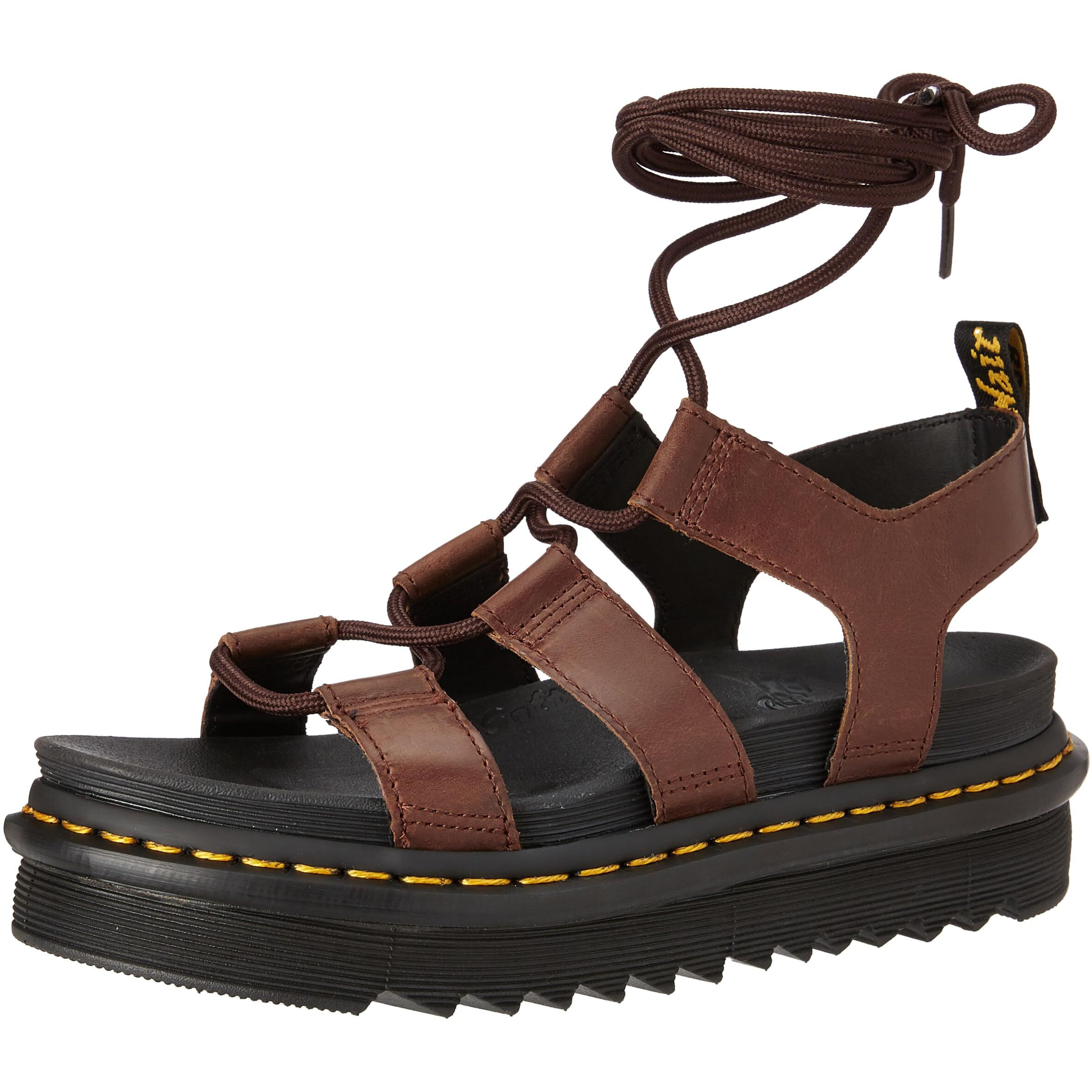 Dr. Martens Women's Nartilla Sandal, Dark Brown New Oily Illusion, 6