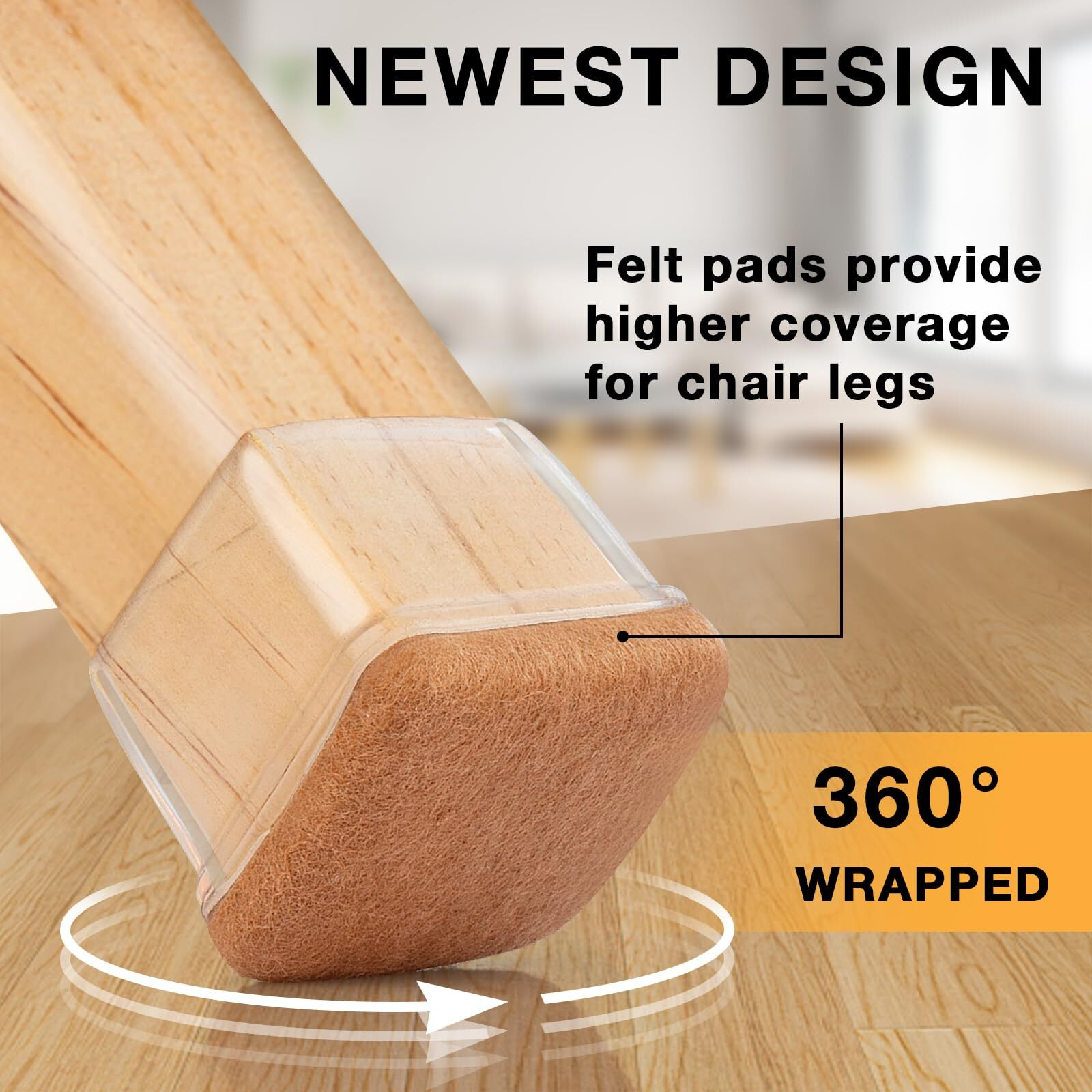 32 Pcs Chair Leg Floor Protectors Square, Silicone Chair Leg Protectors For Hardwood Floors, Chair Leg Caps Covers Protect Wooden Floors From Scratching, Thick, Won'T Tear (Fit 0.94''-1.45'')