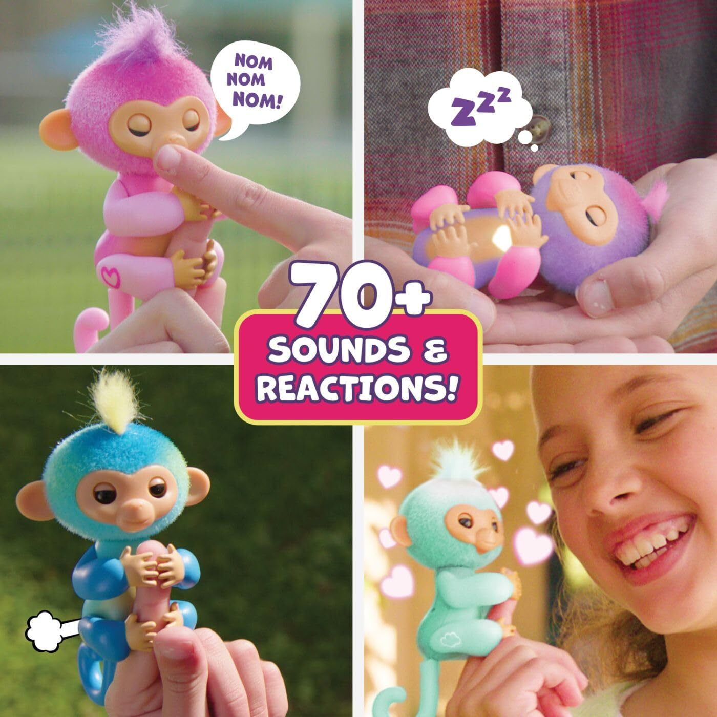 Fingerlings 2023 New Interactive Baby Monkey Reacts To Touch - 70+ Sounds & Reactions - Charli (Purple)