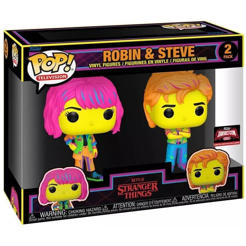 Funko Pop Tv Stranger Things Robin & Steve Black Light Vinyl Figures - 2Pk 2024 Target Con Excluisve