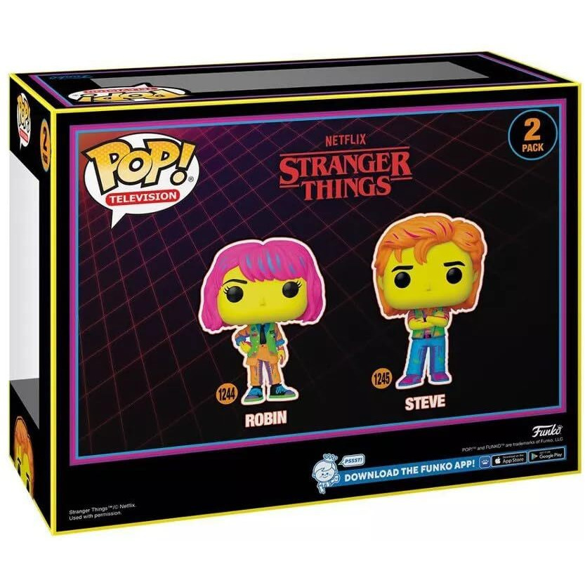 Funko Pop Tv Stranger Things Robin & Steve Black Light Vinyl Figures - 2Pk 2024 Target Con Excluisve