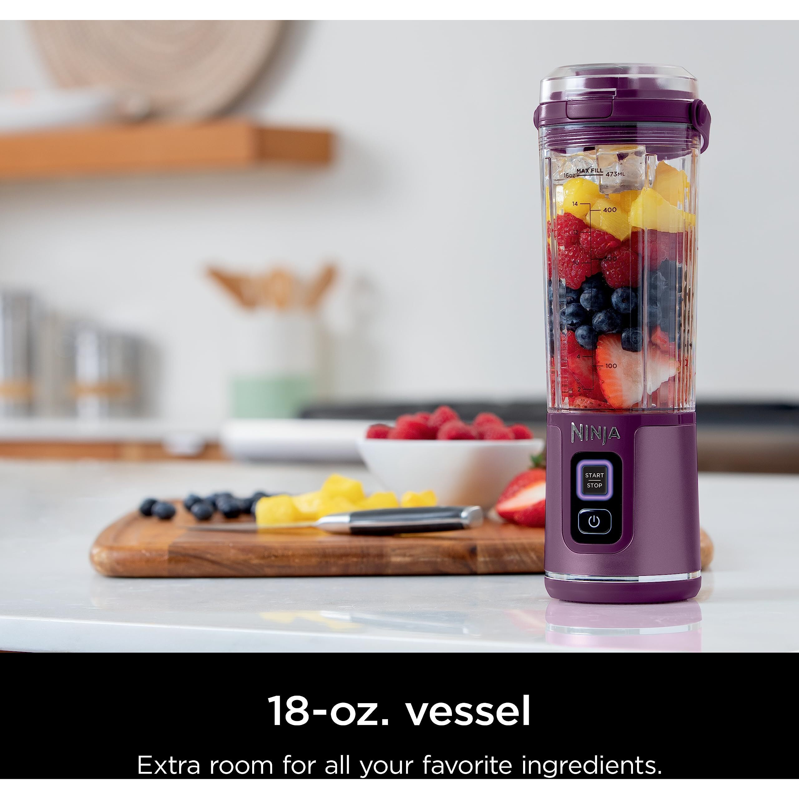 Ninja Bc151Pr Blast Portable Blender, Cordless, 18Oz. Vessel, Personal Blender-For Shakes & Smoothies, Bpa Free, Leakproof-Lid & Sip Spout, Usb-C Rechargeable, Dishwasher Safe Parts, Passion Fruit