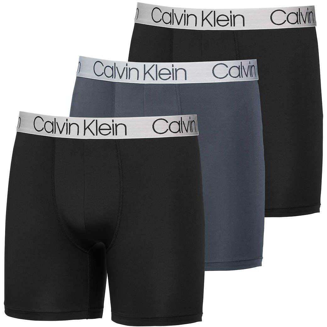 Calvin Klein Mens 3 Pack Chromatic Microfiber Boxer Briefs (Black/Grey/Black, Medium)