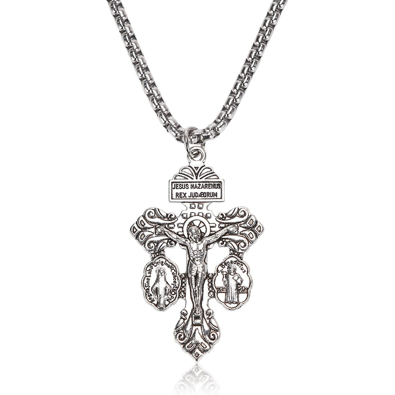 Pardon Crucifix Necklace With St Benedict And Milagrosa Medal,Cruz Del Perdon Catolica,Crucifijo Del Perdon,Rosarios Catolicos Regalos Cristianos Para Hombre Y Mujer Mam Papa Abuela Suegra Ta Gift