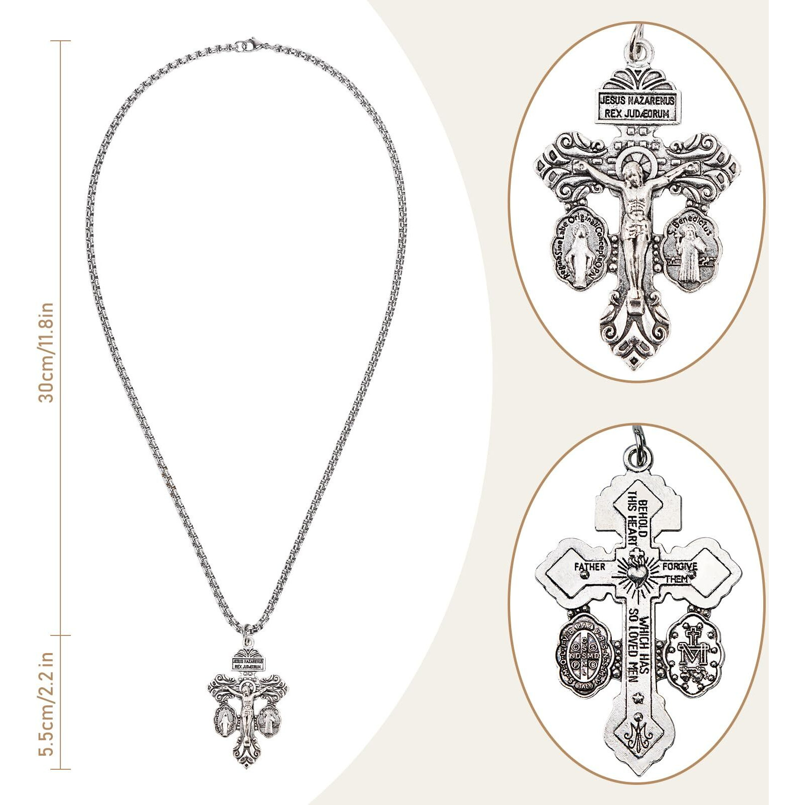 Pardon Crucifix Necklace With St Benedict And Milagrosa Medal,Cruz Del Perdon Catolica,Crucifijo Del Perdon,Rosarios Catolicos Regalos Cristianos Para Hombre Y Mujer Mam Papa Abuela Suegra Ta Gift