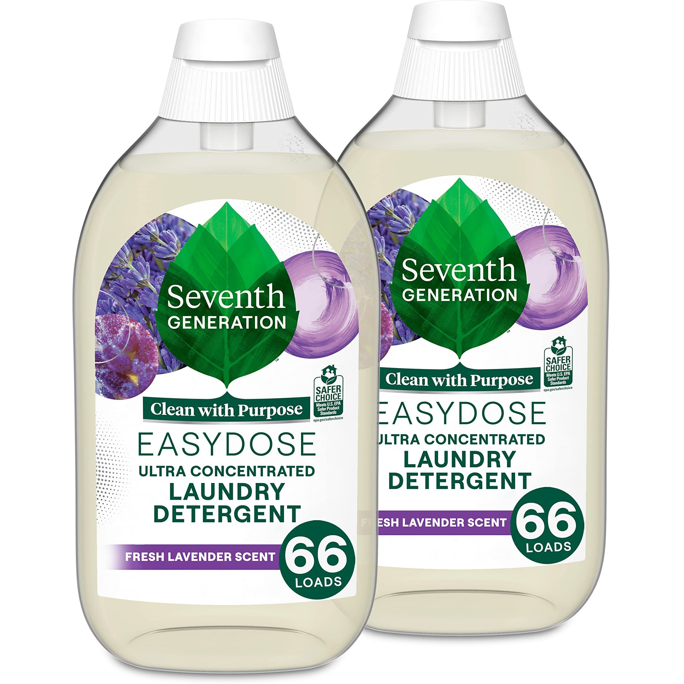 Seventh Generation Easydose Laundry Detergent Fresh Lavender Scent 2 Pack Ultra Concentrated Washing Detergent 23 Oz