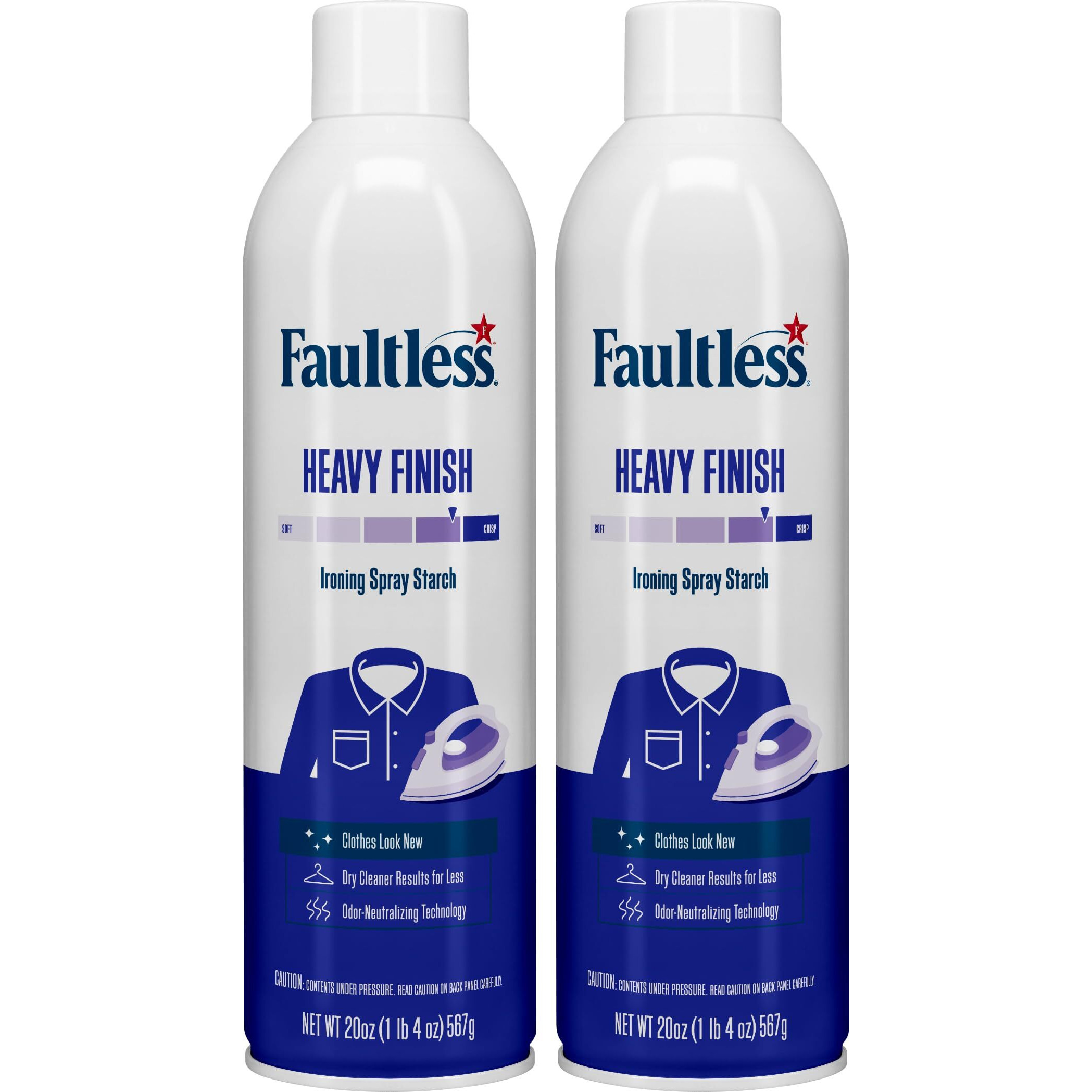 Laundry Starch Spray, Faultless Heavy Spray Starch 20 Oz Cans For A Smooth Iron Glide On Clothes & Fabric Even Spray, Easy Iron Glide, No Reside (Pack Of 2)