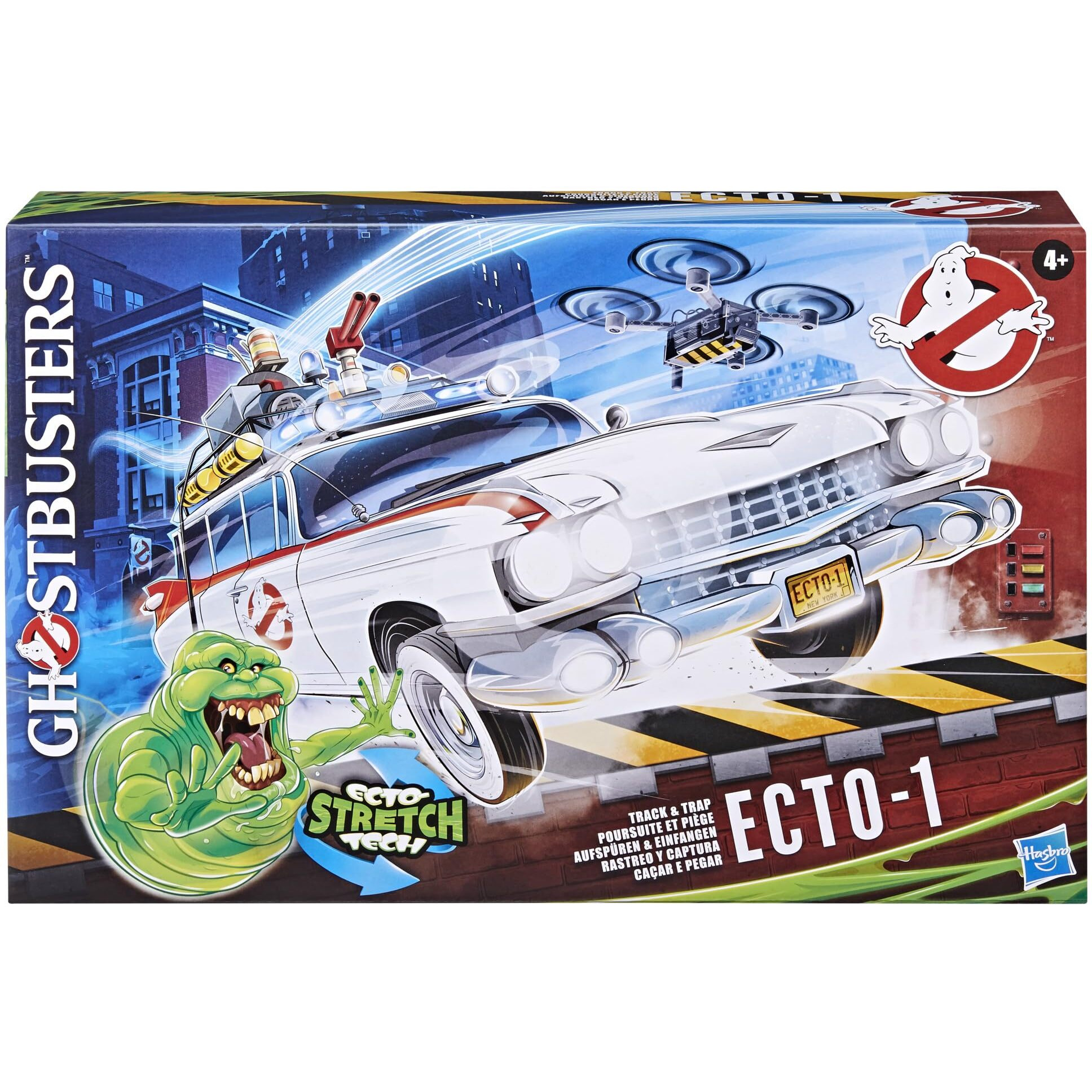 Ghostbusters Track & Trap Ecto-1 Toy Vehicle With Fright Features Ecto-Stretch Tech Slimer Accessory, Compatible With 5-Inch Toys, 4+
