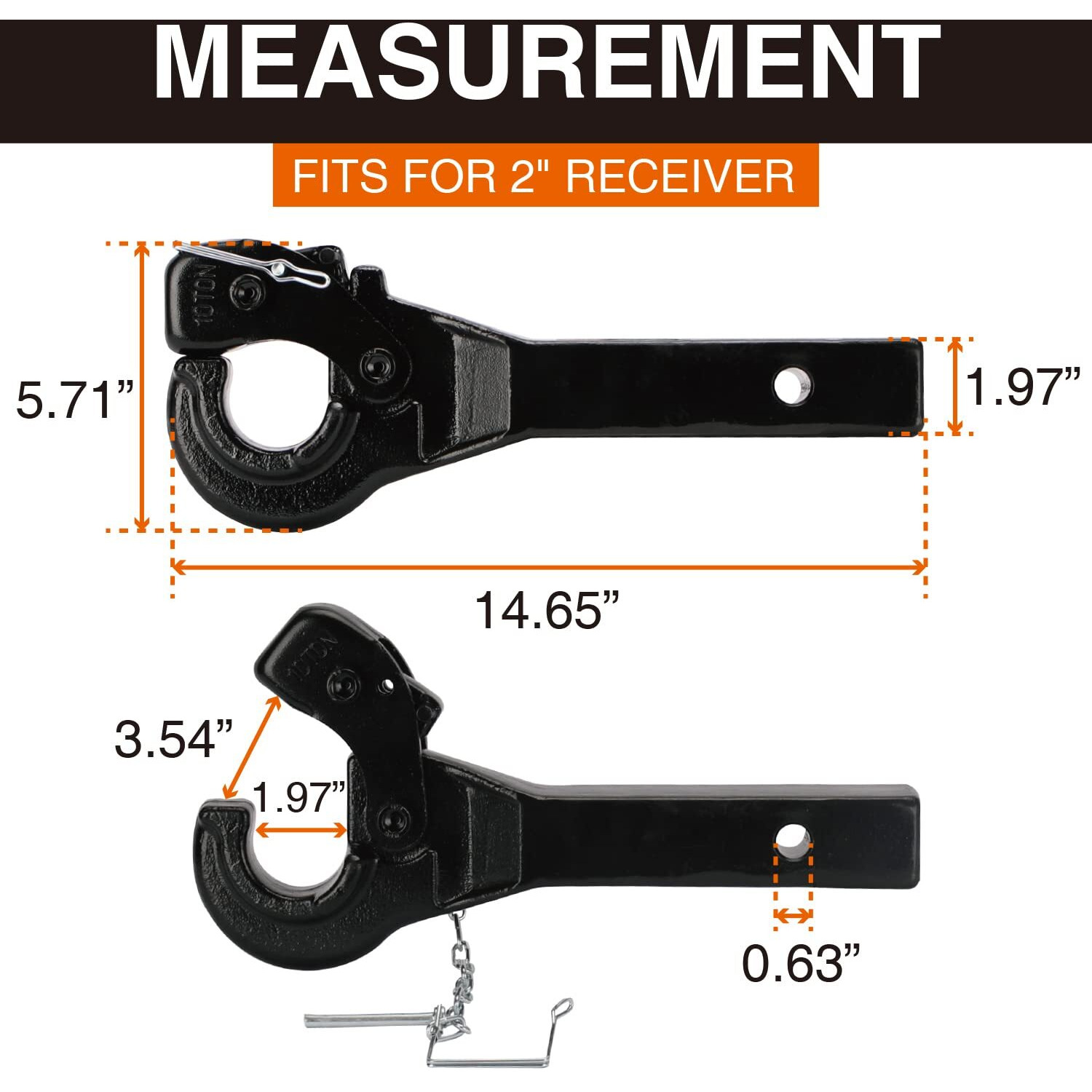 Onltco Pintle Hitch Receiver Hook 10 Ton For 2 Hitches Hitch Hook Military Receiver 20000Lbs