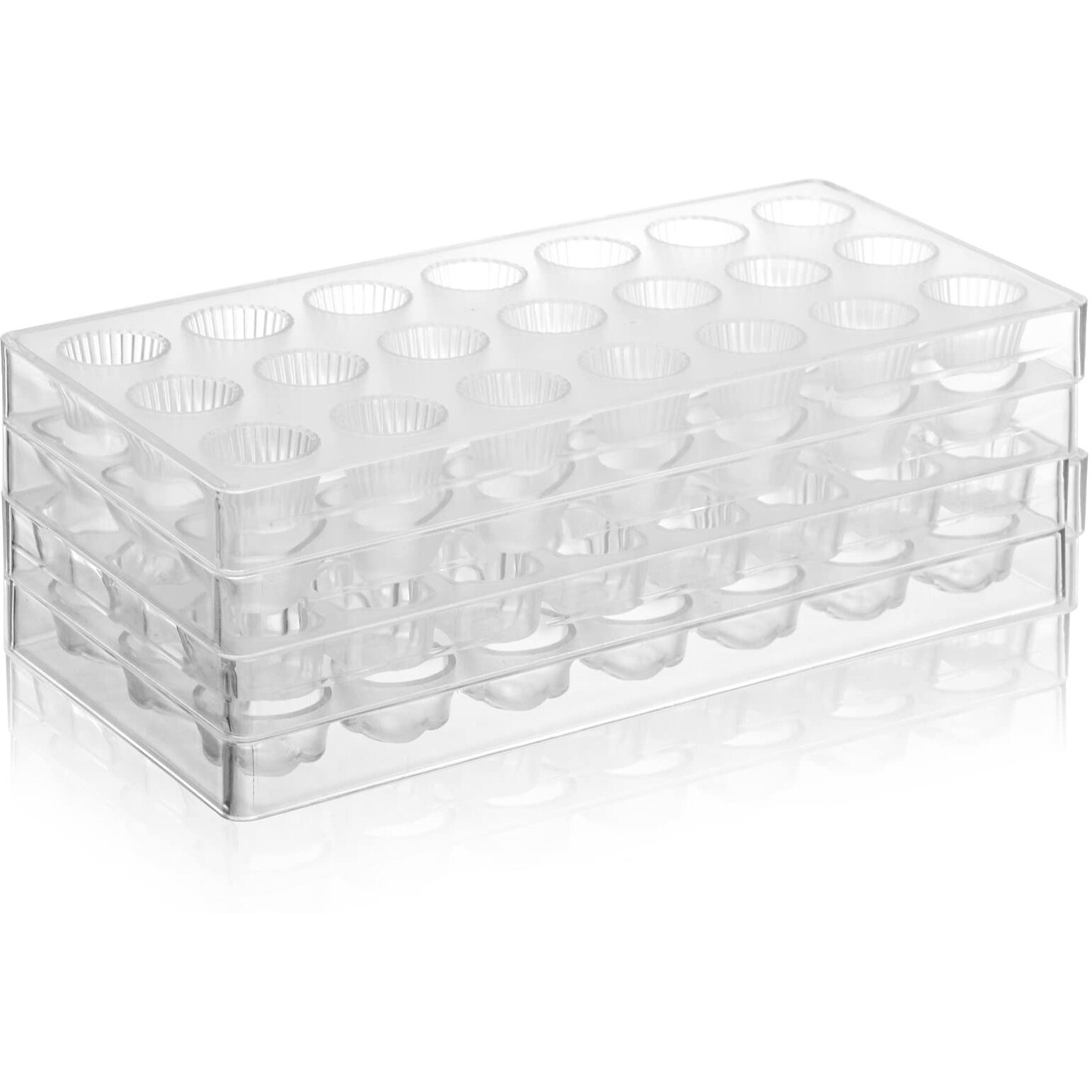 Zeayea 4 Pack 87 Grids Polycarbonate Chocolate Mold, Candy Making Mold, Diy Mold Cookie Tray For Mousse Jelly Candy Chocolate, Cup, Heart, Rose, Crown Shape