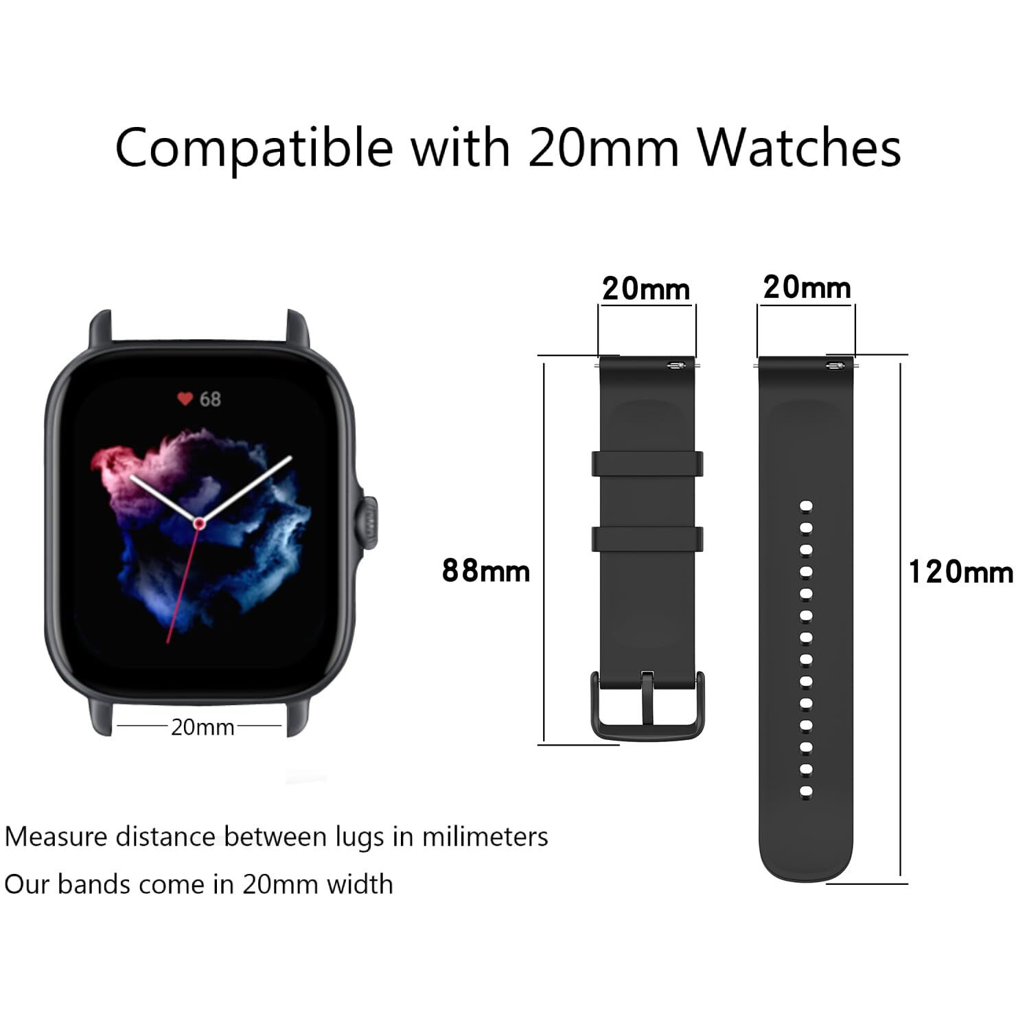 Chofit 10 Pack Silicone Bands Compatible With Amazfit Gts/Gts2/ Gts 3/Gts 2E/Gts 2 Mini/Gts 4 Mini/Gts 4/Gtr Mini/Active, 20Mm Band Replacement Watch Straps For Amazfit Bip U Pro/Bip/Bip Lite/Bip S/Bip S Lite/Bip U/Bip 3/Bip 3 Pro