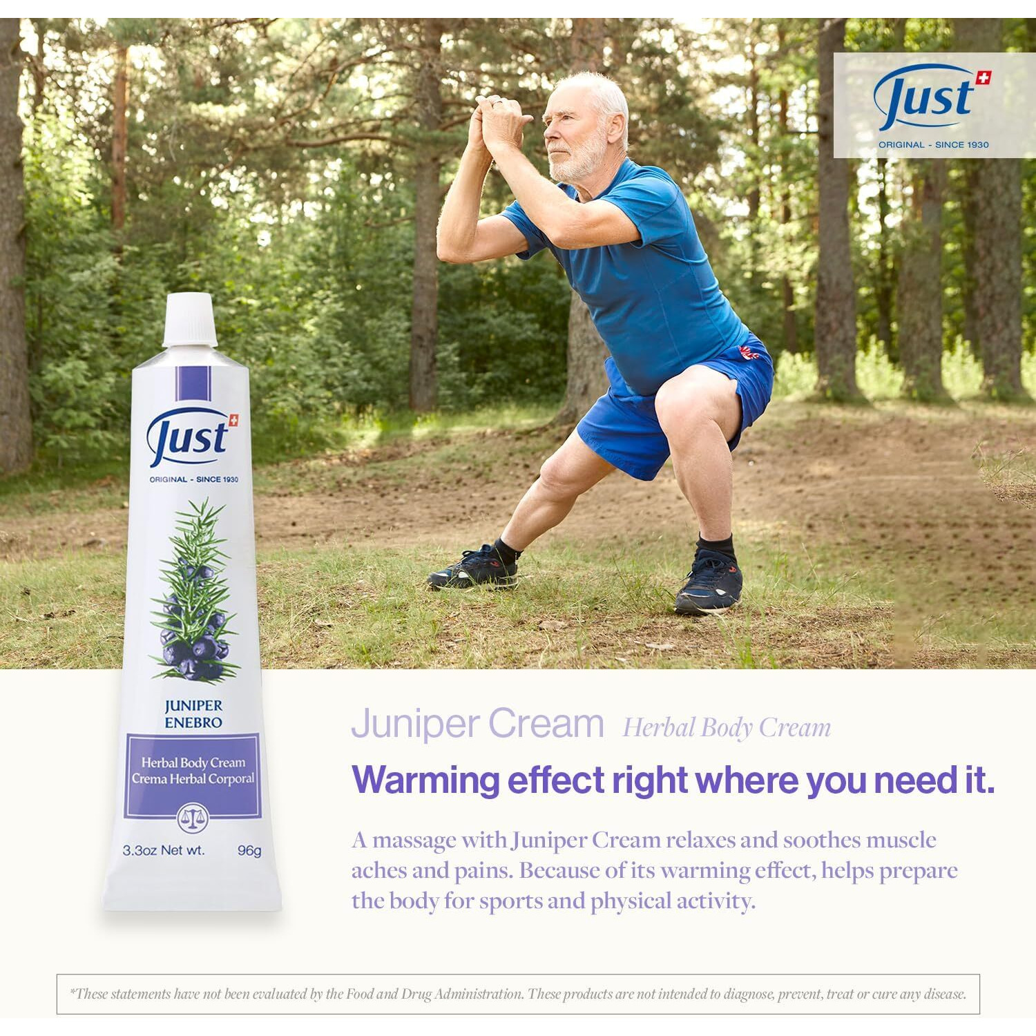 Juniper Massage Cream, 96G. Soothes Muscle & Joint Pain. Pre-Workout & Post-Work Out Body Cream. Herbal Body Cream For Elderly People By Swiss Just.