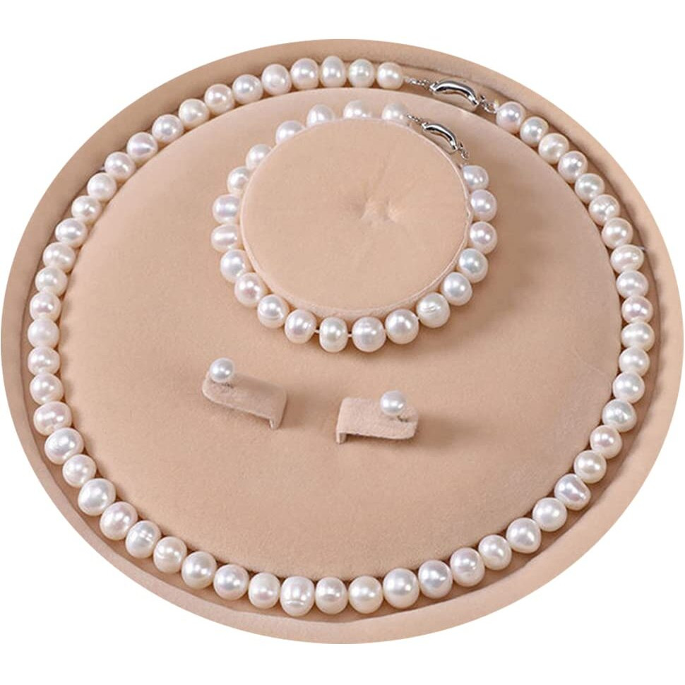 Yongman Freshwater Cultured Pearl Necklace Set Includes Stunning Bracelet And Stud Earrings Jewelry Set For Women