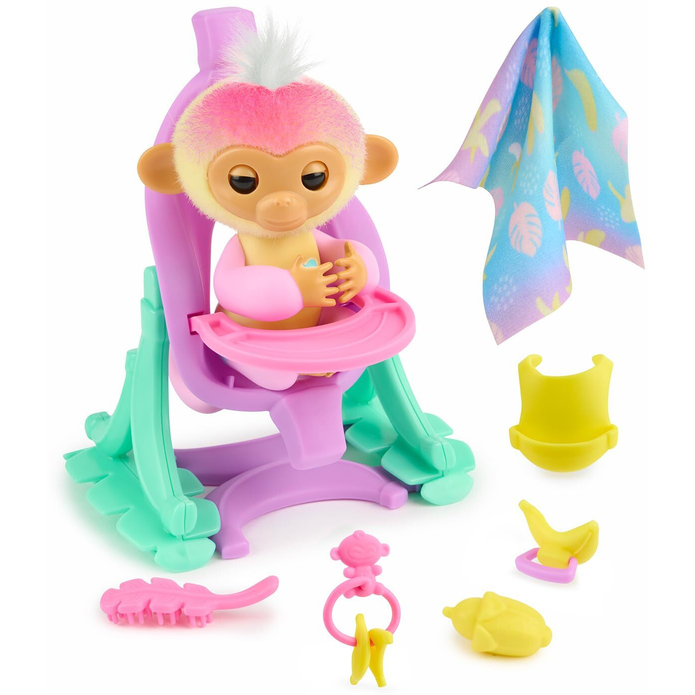 Fingerlings 2023 Interactive Baby Monkey Nursery Playset - Jas With 2-In-1 Cradle And High Chair, And 6 Accessories (Ages 5+)