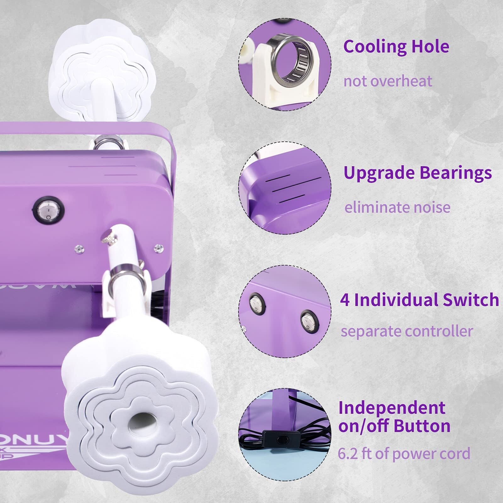 4 Cup Turner For Crafts Tumbler, Tumbler Spinner For Epoxy Tumblers Clockwise Counterclockwise With 4 Independent Switch Professional Silent Steering Cooling Hole (With 2 Insert Foams)