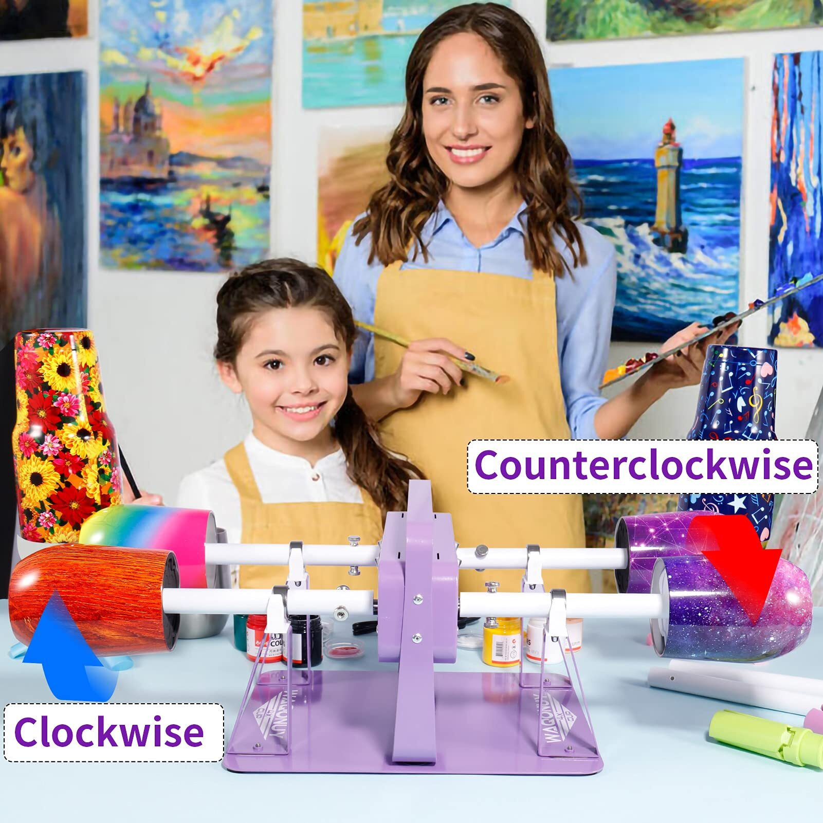 4 Cup Turner For Crafts Tumbler, Tumbler Spinner For Epoxy Tumblers Clockwise Counterclockwise With 4 Independent Switch Professional Silent Steering Cooling Hole (With 2 Insert Foams)