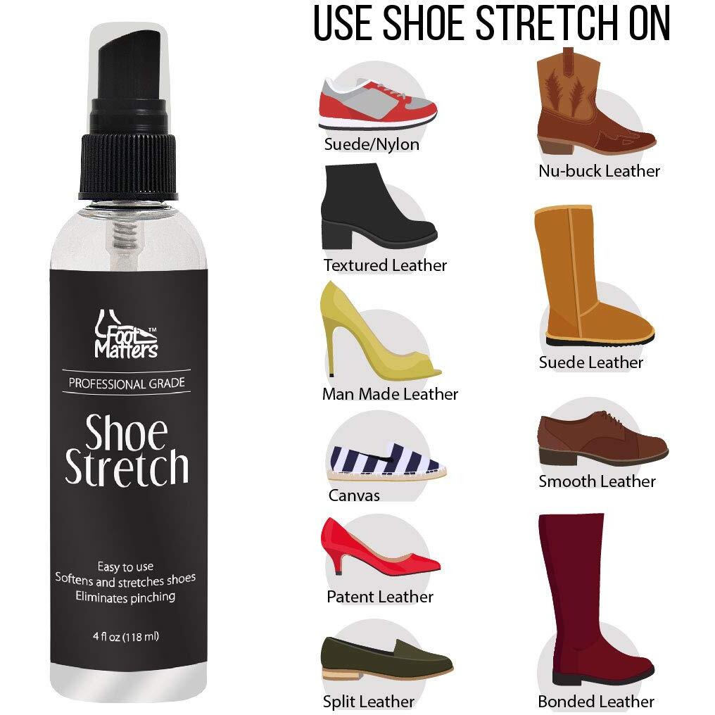 Footmatters Professional Boot & Shoe Stretch Spray - Softener For Leather, Suede, Nubuck, Canvas - 4 Oz