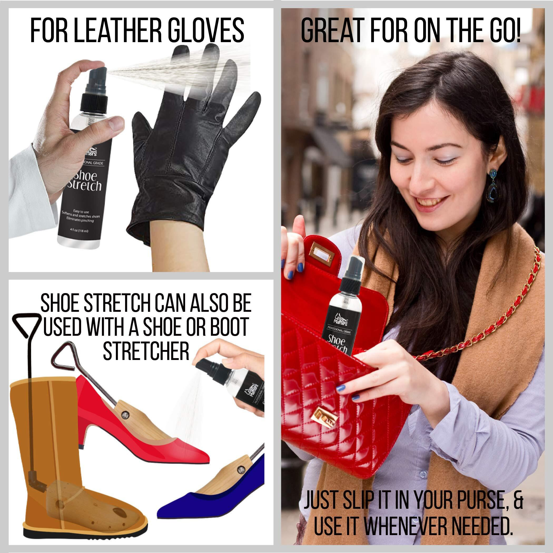 Footmatters Professional Boot & Shoe Stretch Spray - Softener For Leather, Suede, Nubuck, Canvas - 4 Oz