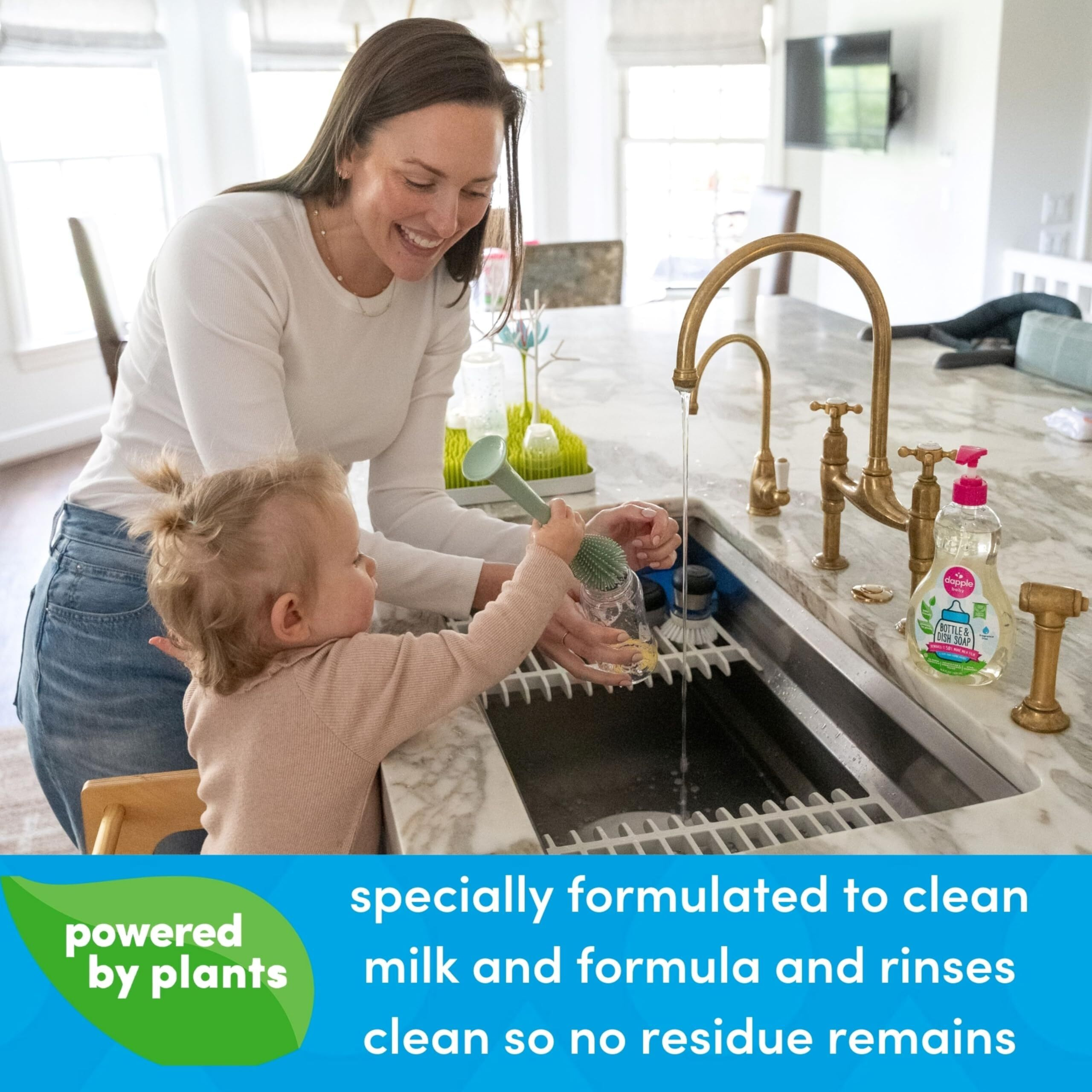 Dapple Baby, Bottle And Dish Soap Dish Liquid Plant Based Hypoallergenic 1 Pump Included, Packaging May Vary, Fragrance Free, 16.9 Fl Oz (Pack Of 3)