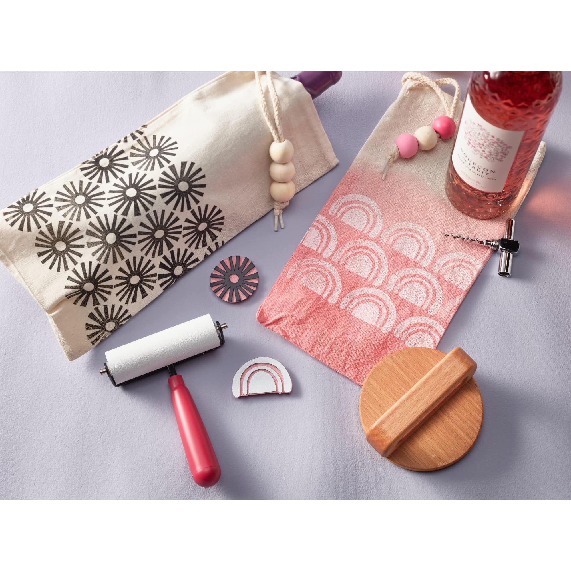 Speedball Block Printing Fabric Deluxe Kit, 14 Pieces, Includes Inks, Brayer, Bench Hook, Lino Handle And Cutters, Speedy-Carve Relief Blocks