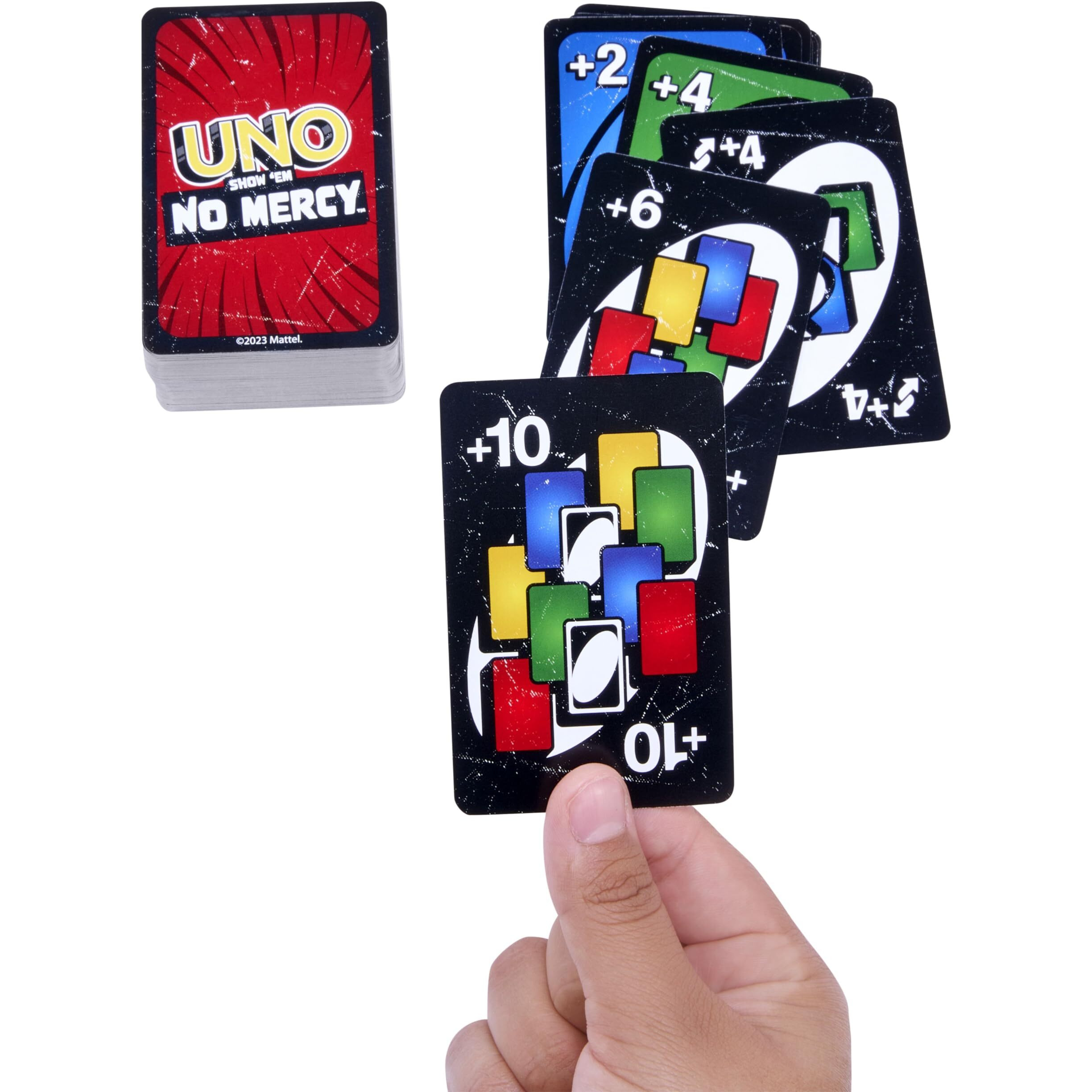Mattel Games Uno Show Em No Mercy Card Game For Kids, Adults & Family Parties And Travel With Extra Cards, Special Rules And Tougher Penalties
